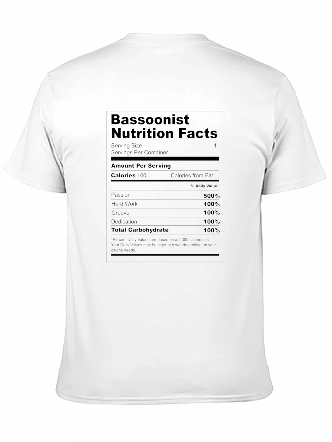 Black Bassoonist Nutrition Facts Graphic T-Shirt view 11