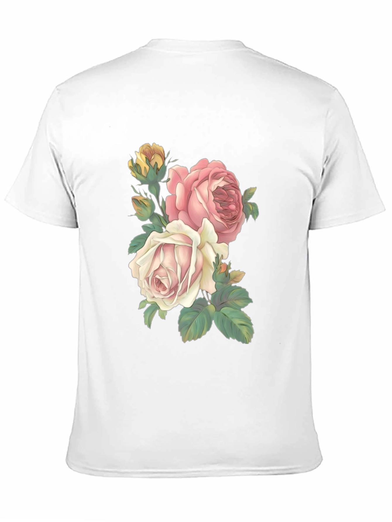 Black Floral Print T-Shirt - Elegant Rose Design view 11