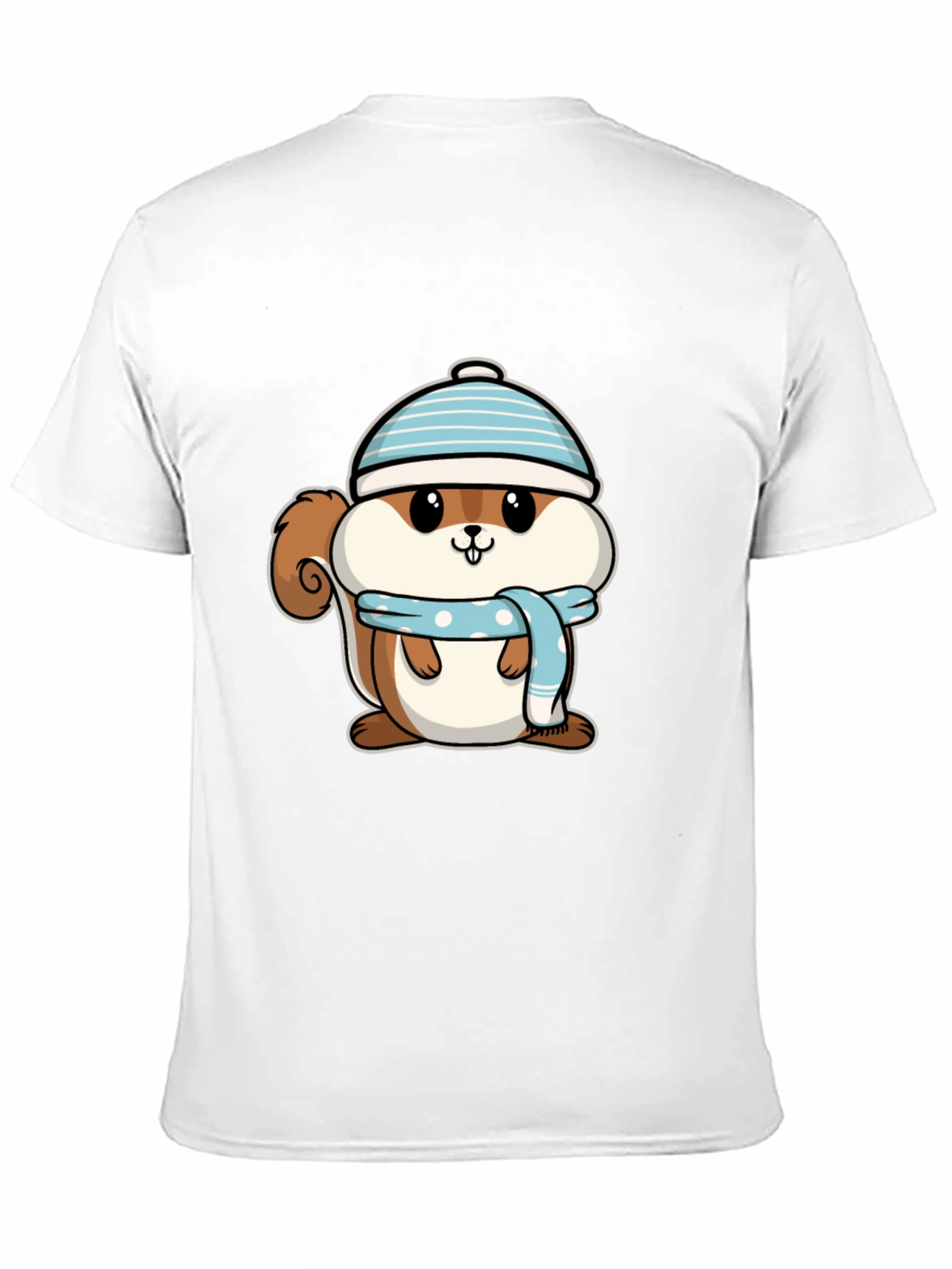 Black Cute Squirrel in Hat T-Shirt - Black view 11