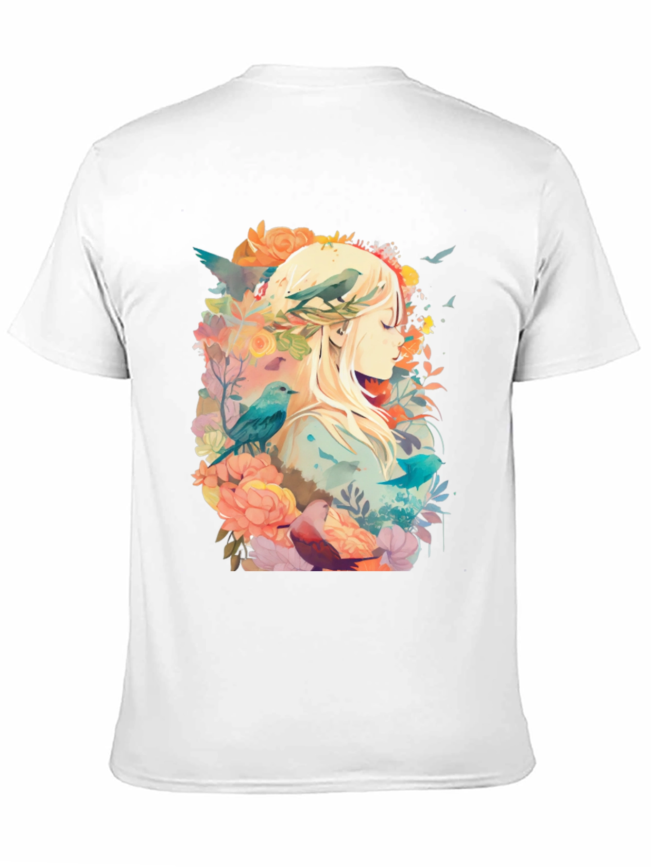 Black Nature's Embrace Tee - Floral Bird Design view 11