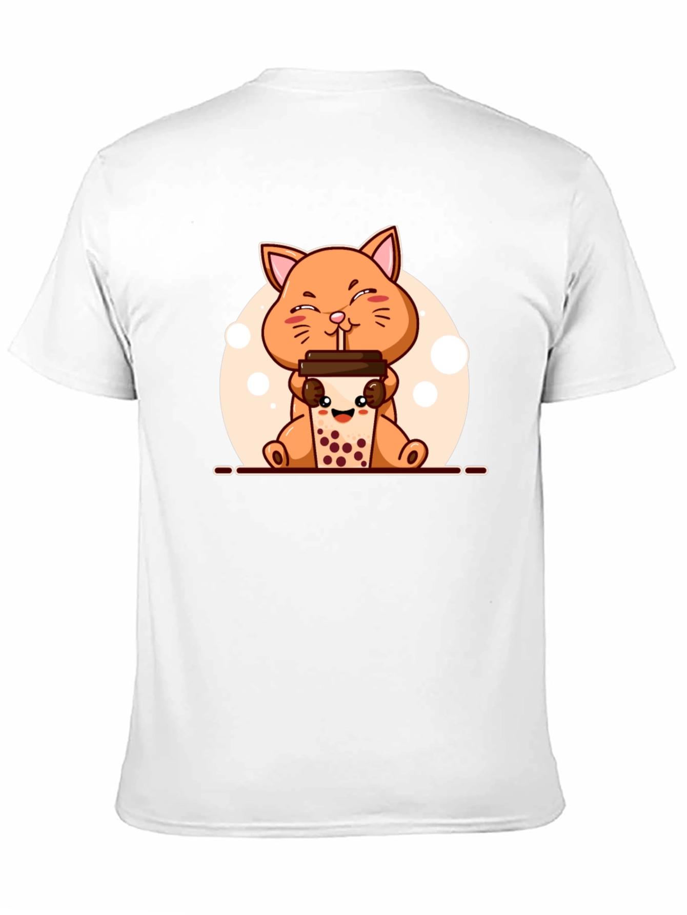 Black Cute Cat Boba Tea Graphic T-Shirt - Unisex view 11