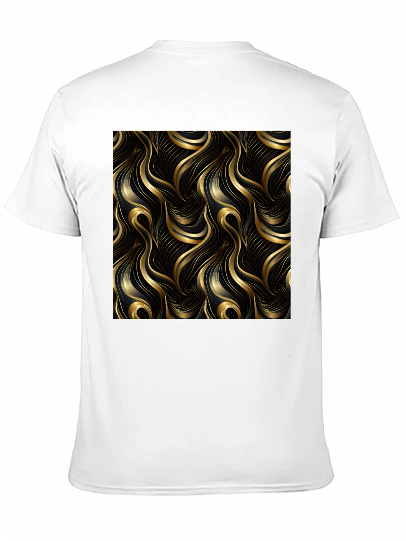 Elegant Black T-Shirt with Gold Wave Design - 11