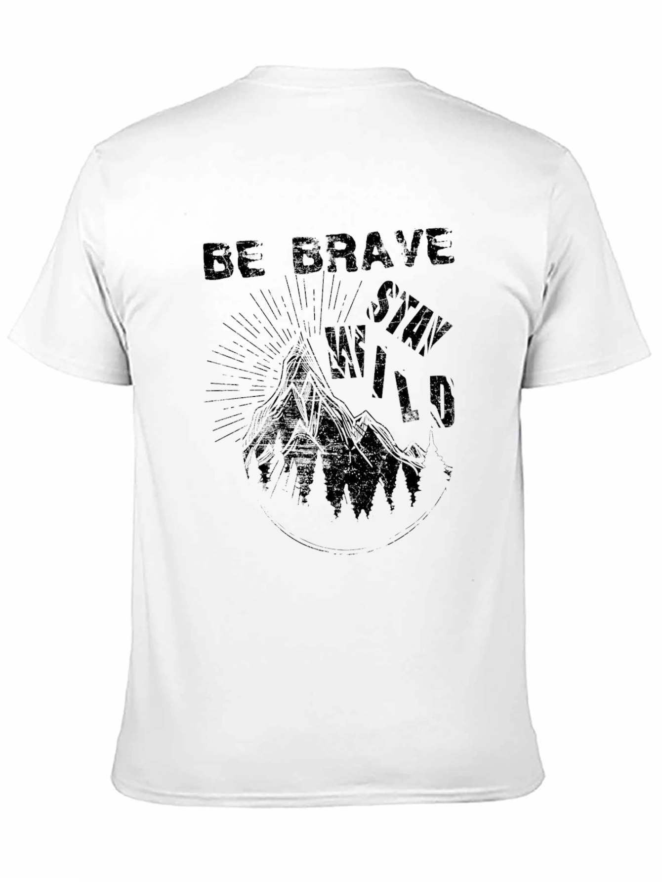 Black Be Brave Stay Wild Graphic Black T-Shirt view 11