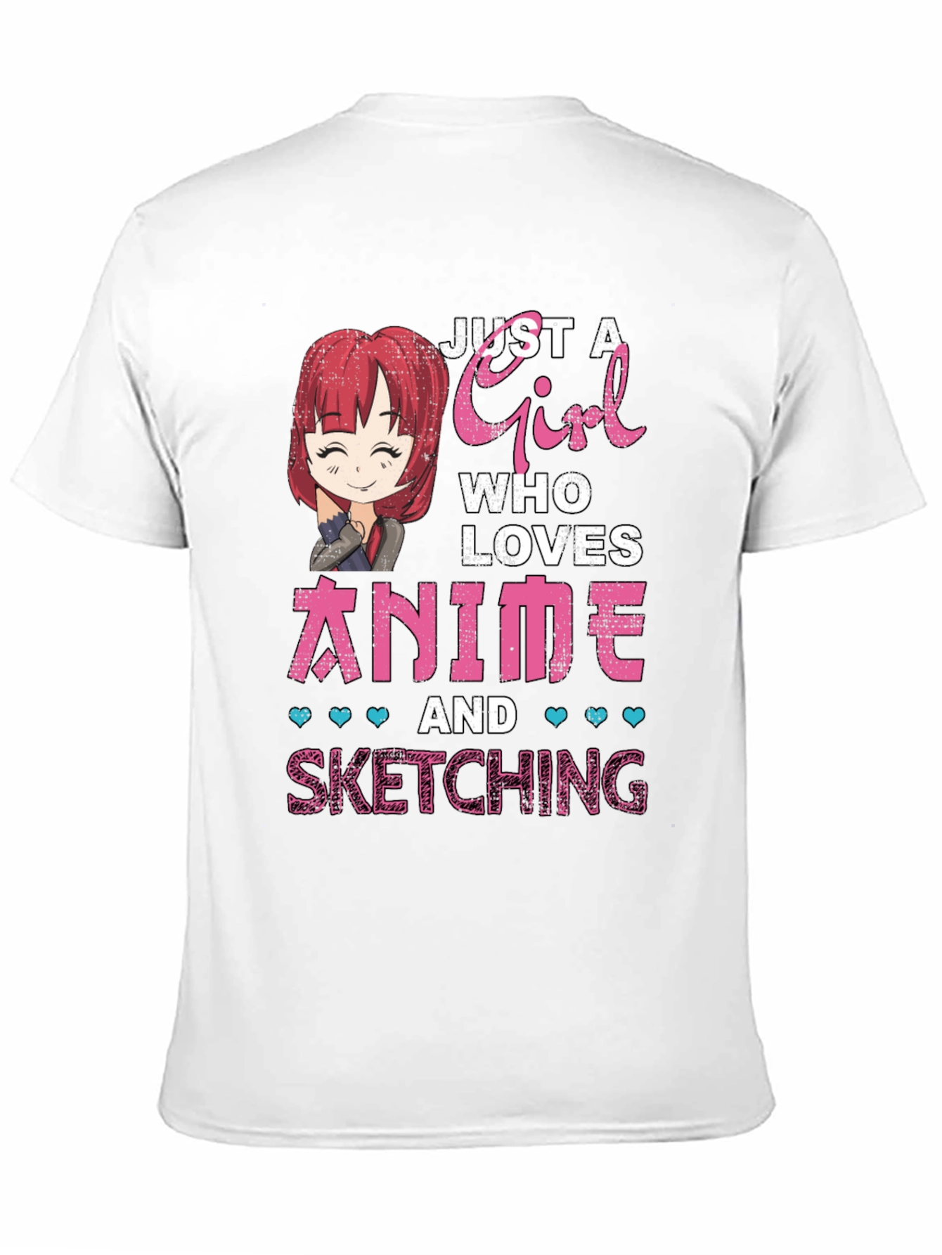 Black Anime Girl Sketching T-Shirt - Cute Manga Lover Tee view 11