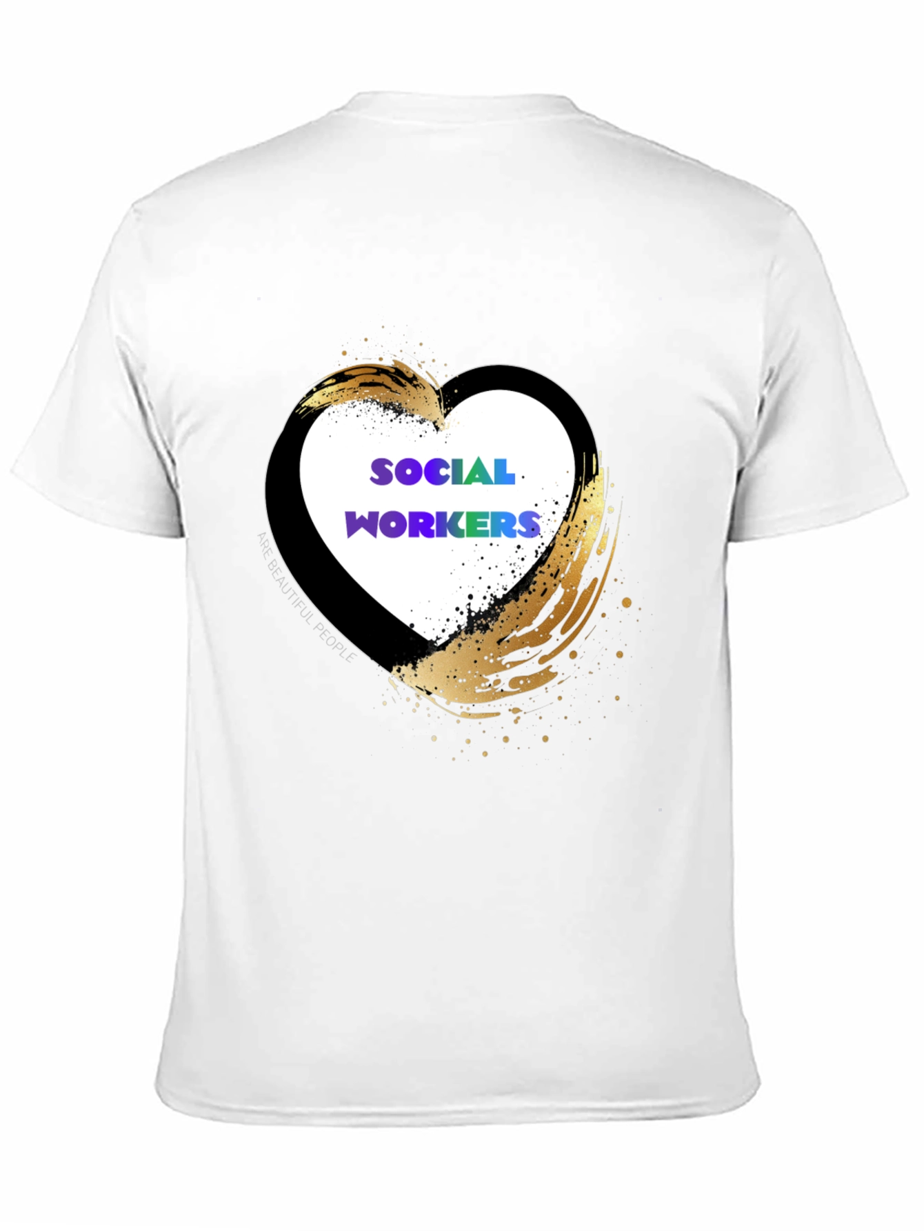 Black Social Worker Heart Graphic Tee - Black Cotton Casual Shirt view 11