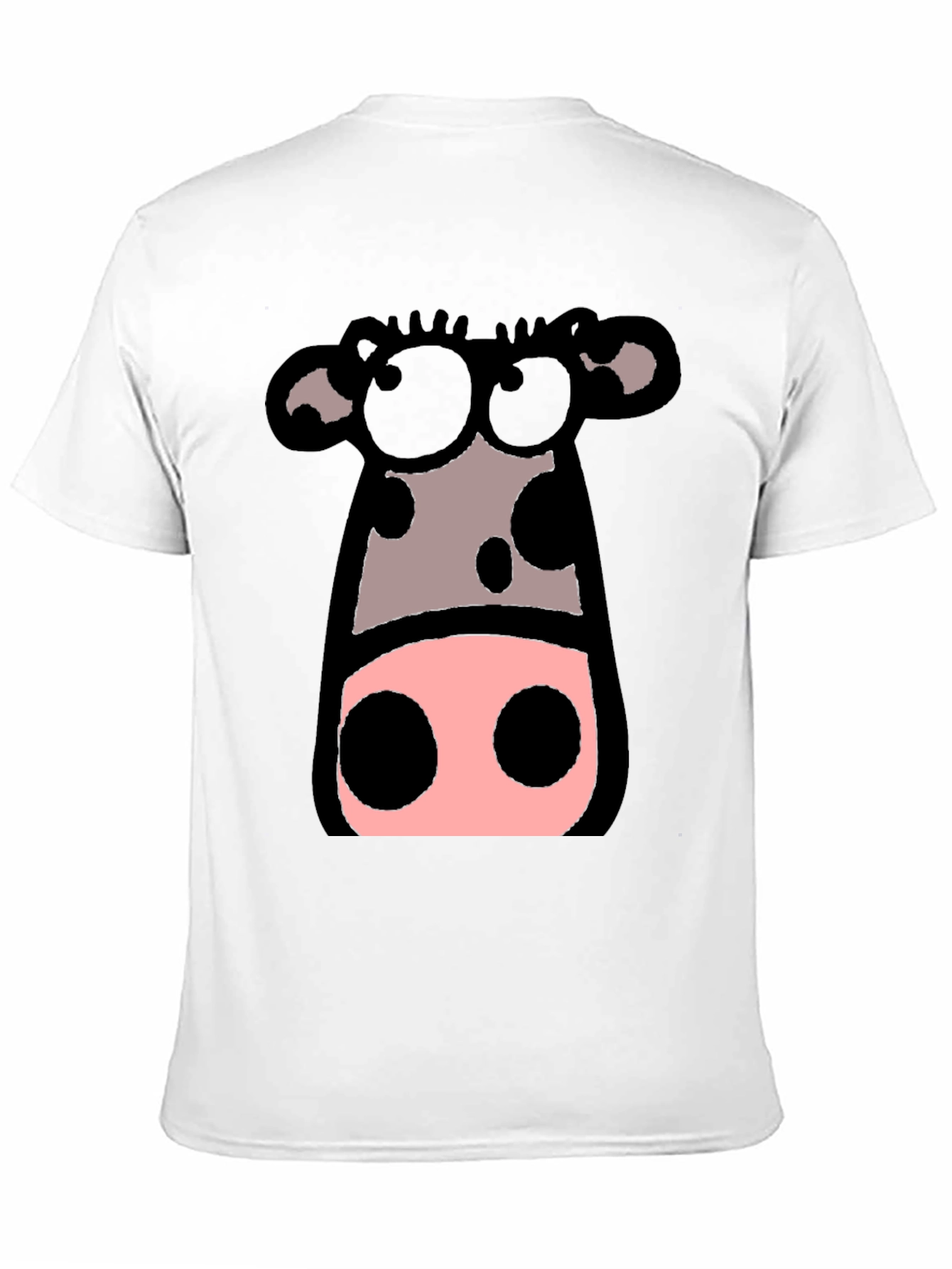 Black Cartoon Cow Graphic Tee - Black Crew Neck T-Shirt view 11