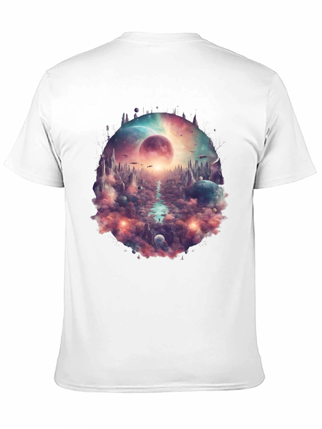 Black Sci-Fi Landscape Graphic T-Shirt view 11