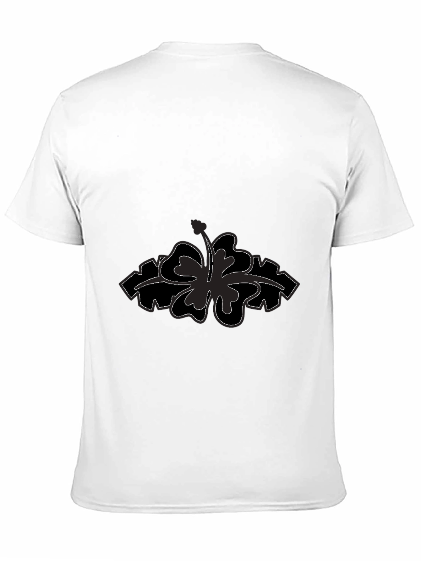 Black Men's Black T-Shirt with Flower Design view 11