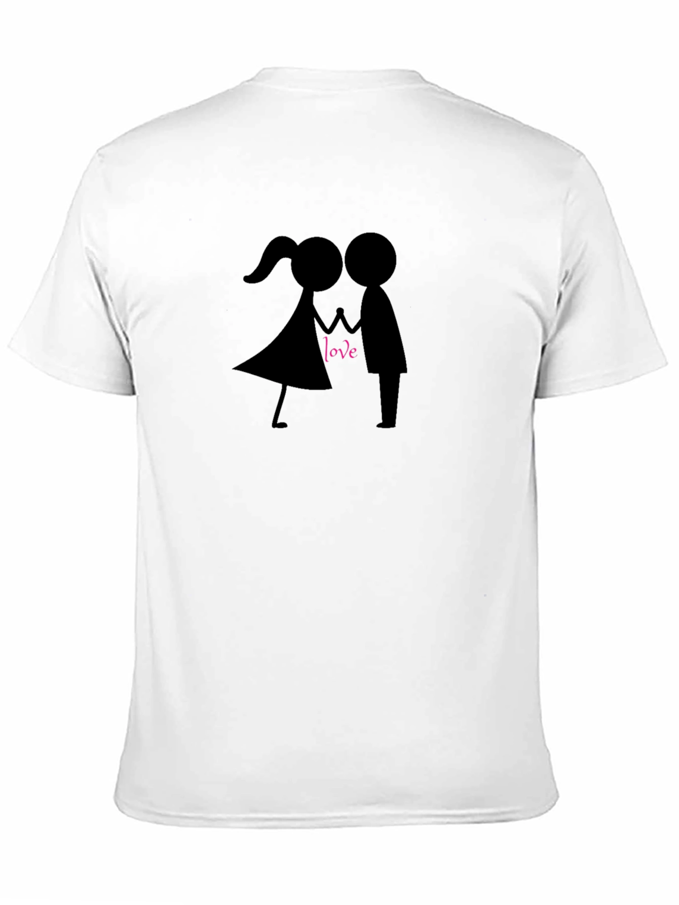 Black Love Stick Figure Couple T-Shirt - Stylish Black Tee view 11