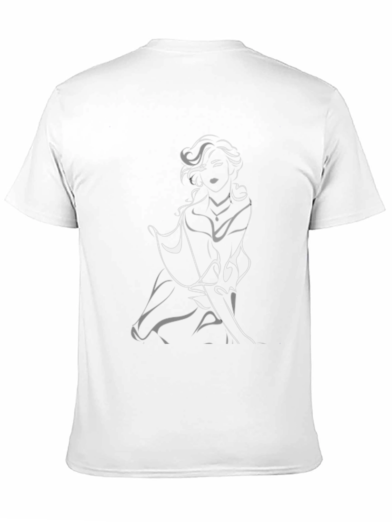 Black Abstract Woman Graphic Tee - Black Cotton Blend view 11