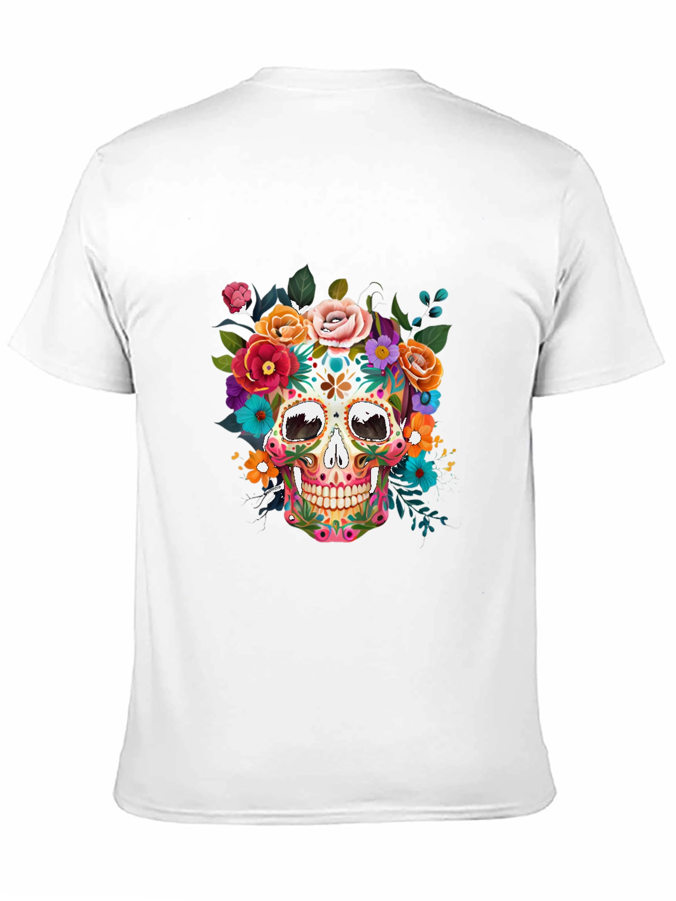 Black Floral Sugar Skull Graphic Tee - Dia de los Muertos view 11