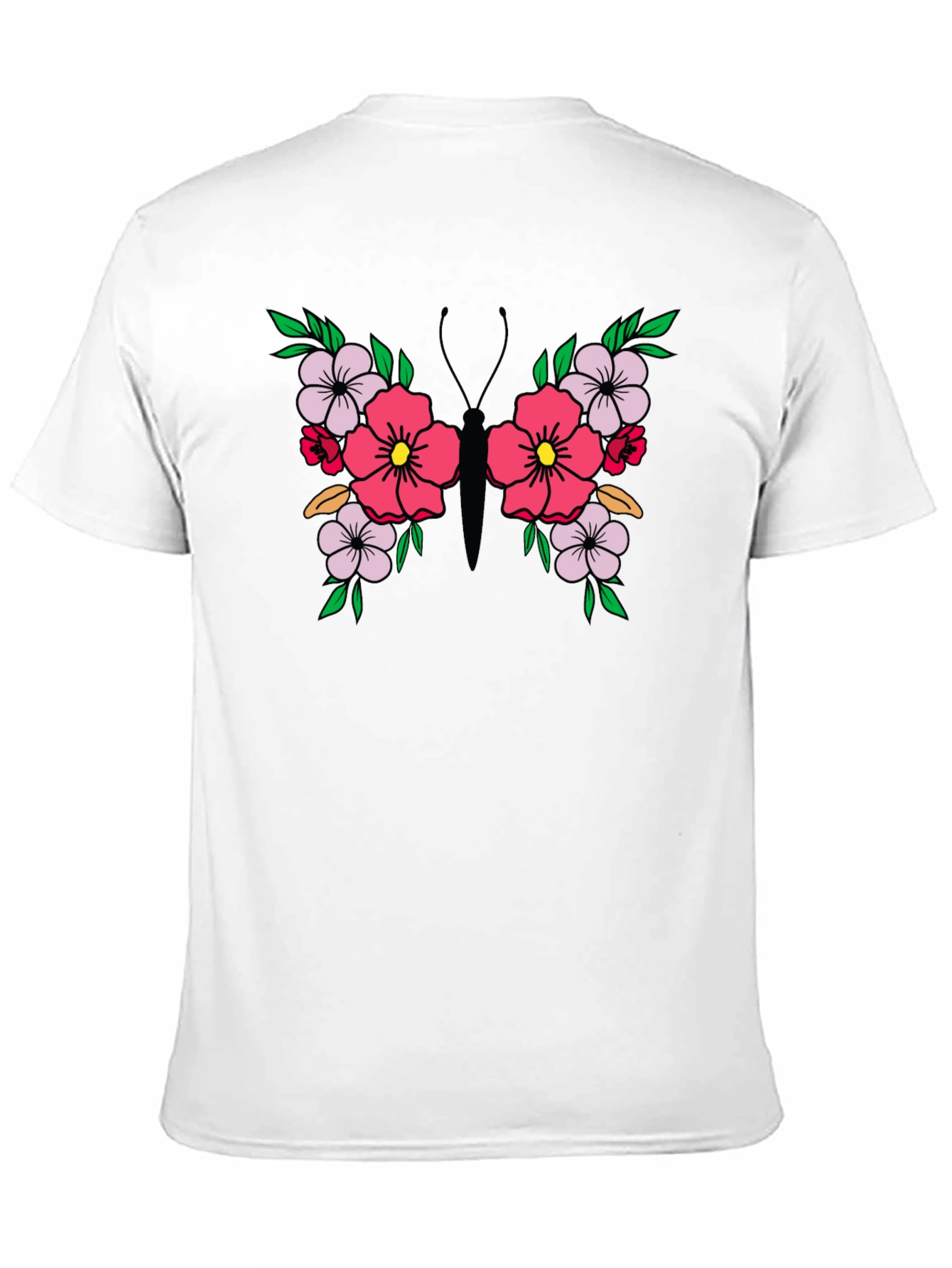 Black Floral Butterfly Graphic Tee - Black Unisex T-Shirt view 11