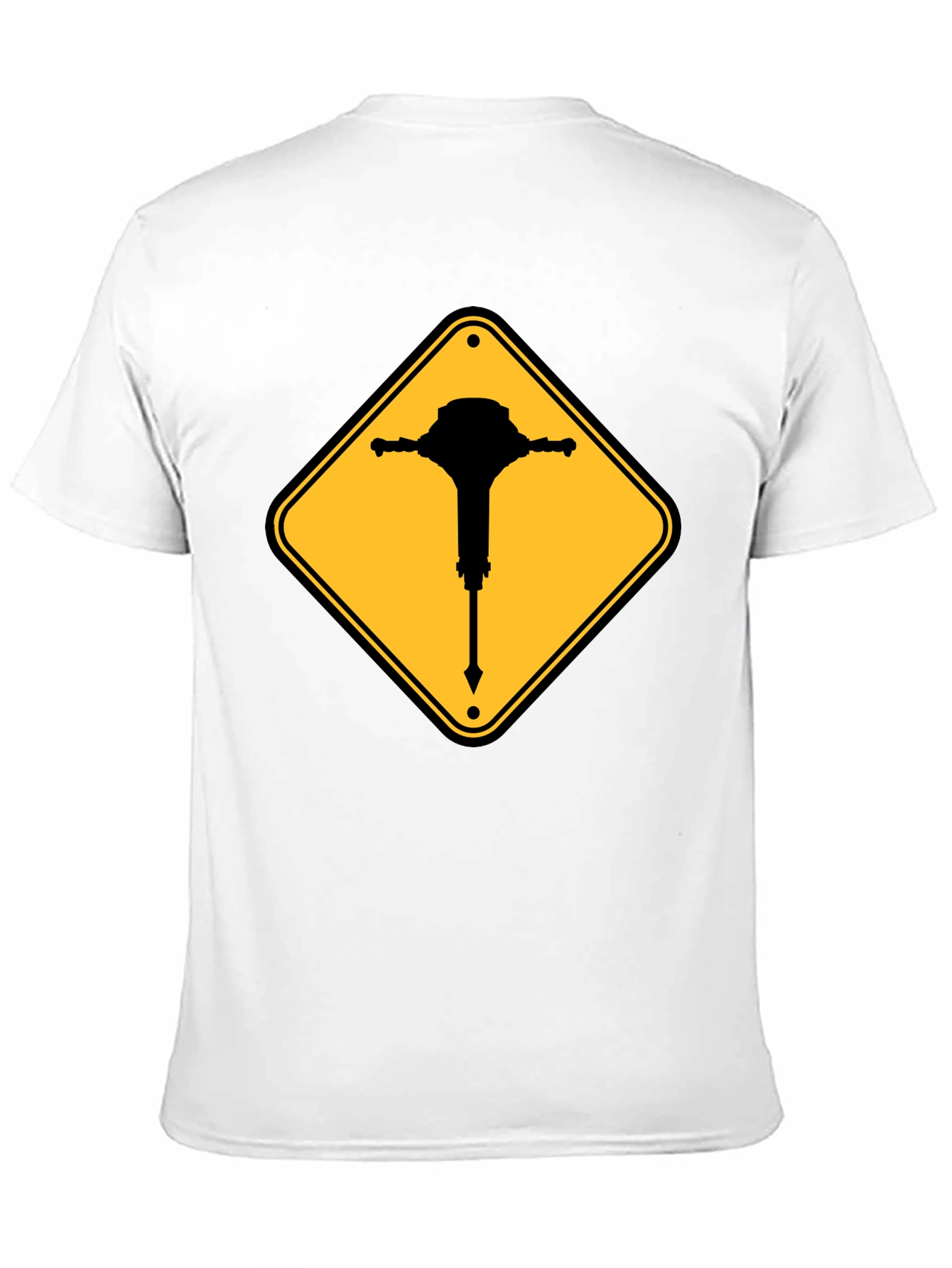 Black Warning Jackhammer T-Shirt - Construction Zone Tee view 11