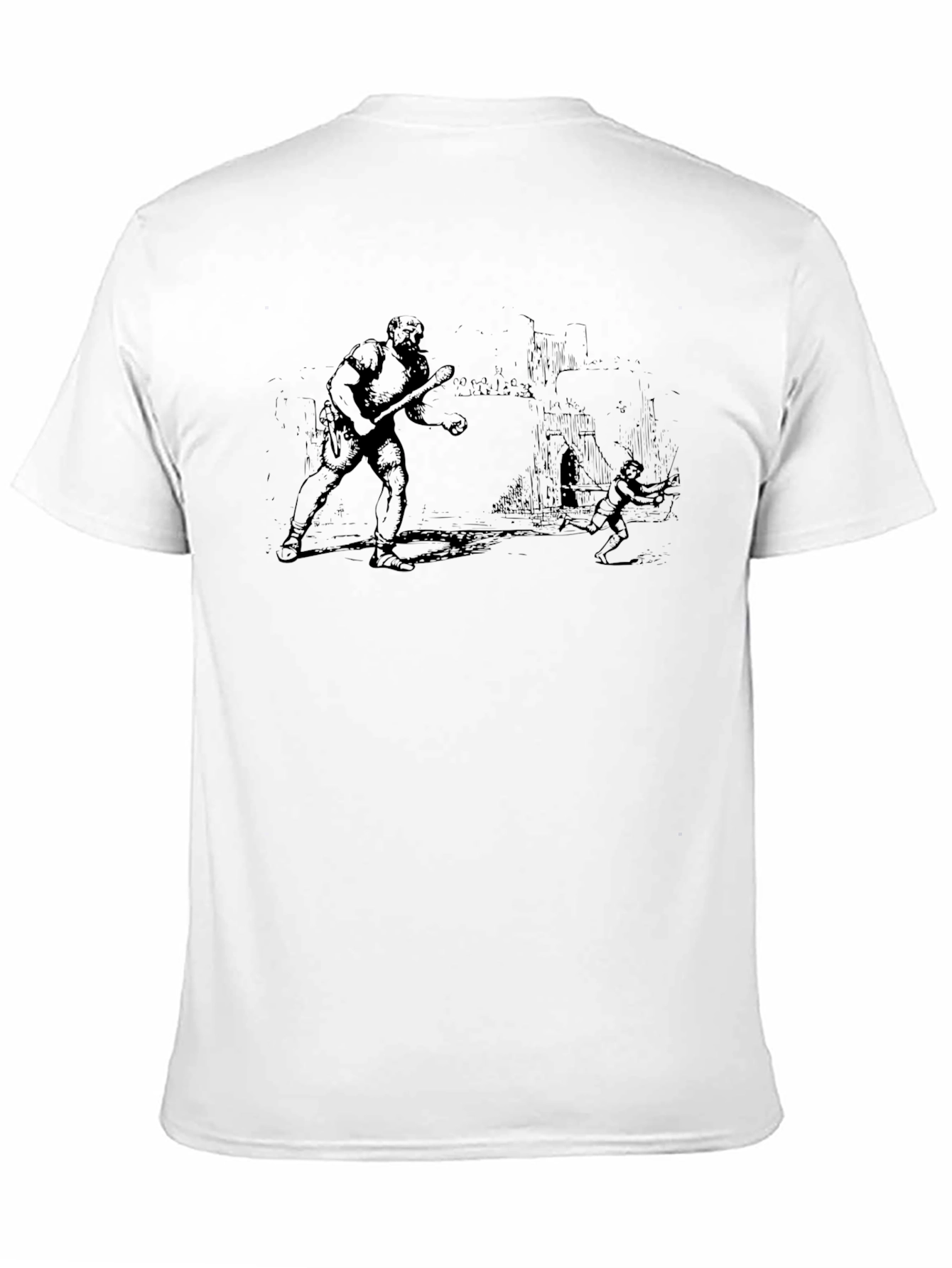 Black Graphic Novelty T-Shirt: Vintage Battle Scene view 11