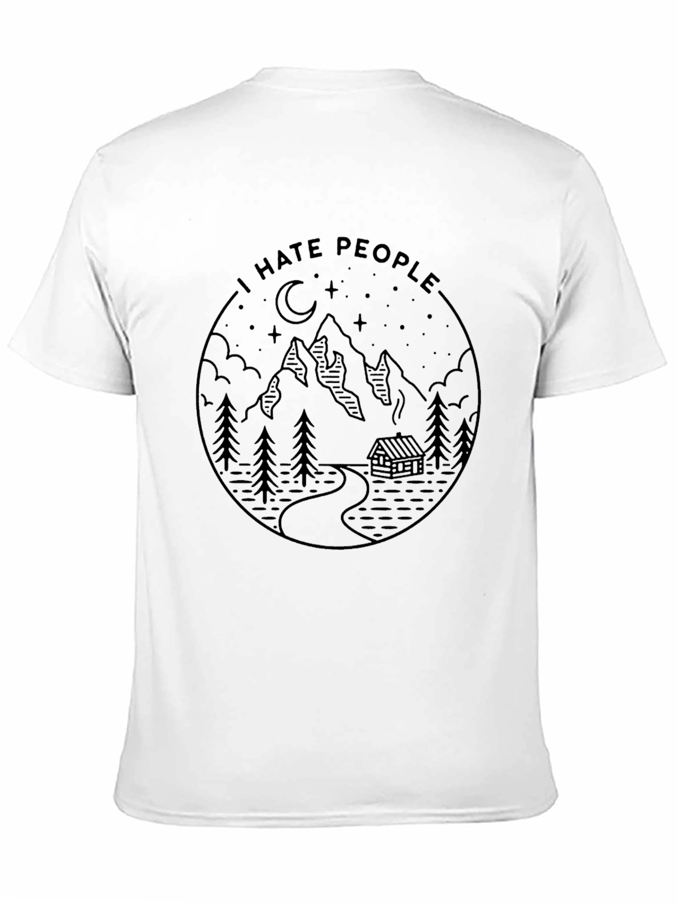 Black I Hate People Mountain Scene T-Shirt view 11