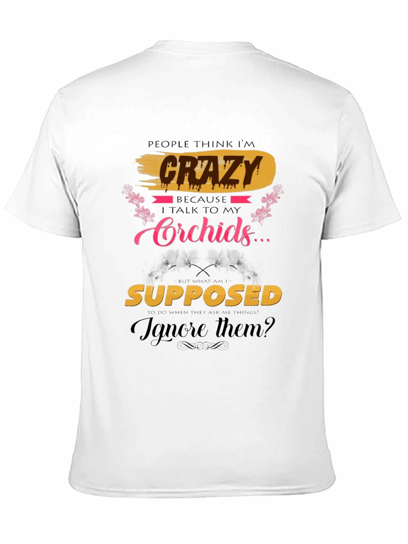 Black Crazy About Orchids T-Shirt view 11