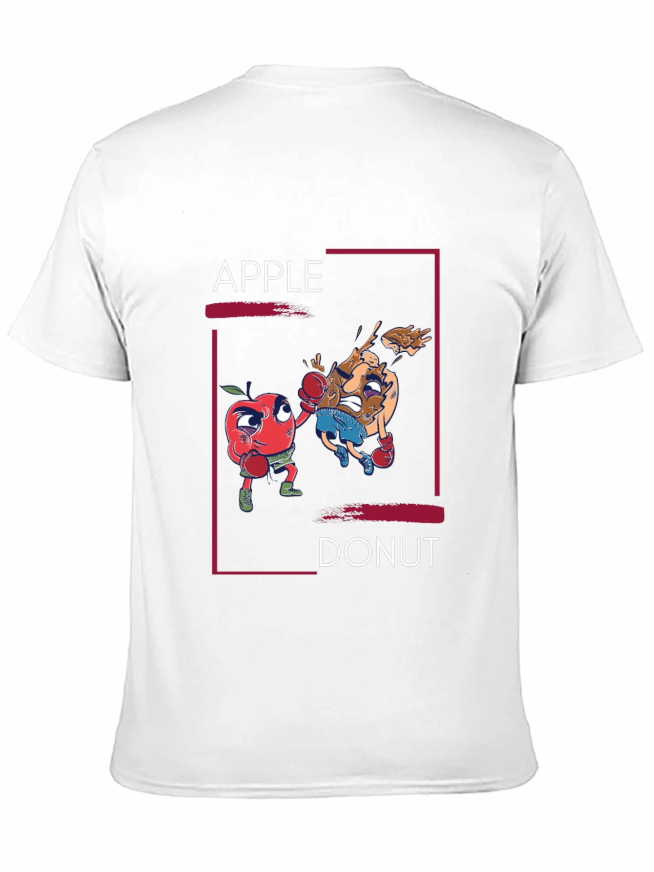Black Apple vs Donut Boxing Match Graphic T-Shirt view 11