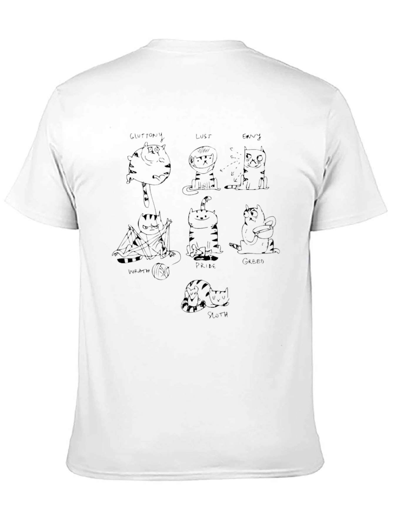 Black Seven Deadly Sins Cat T-Shirt view 11