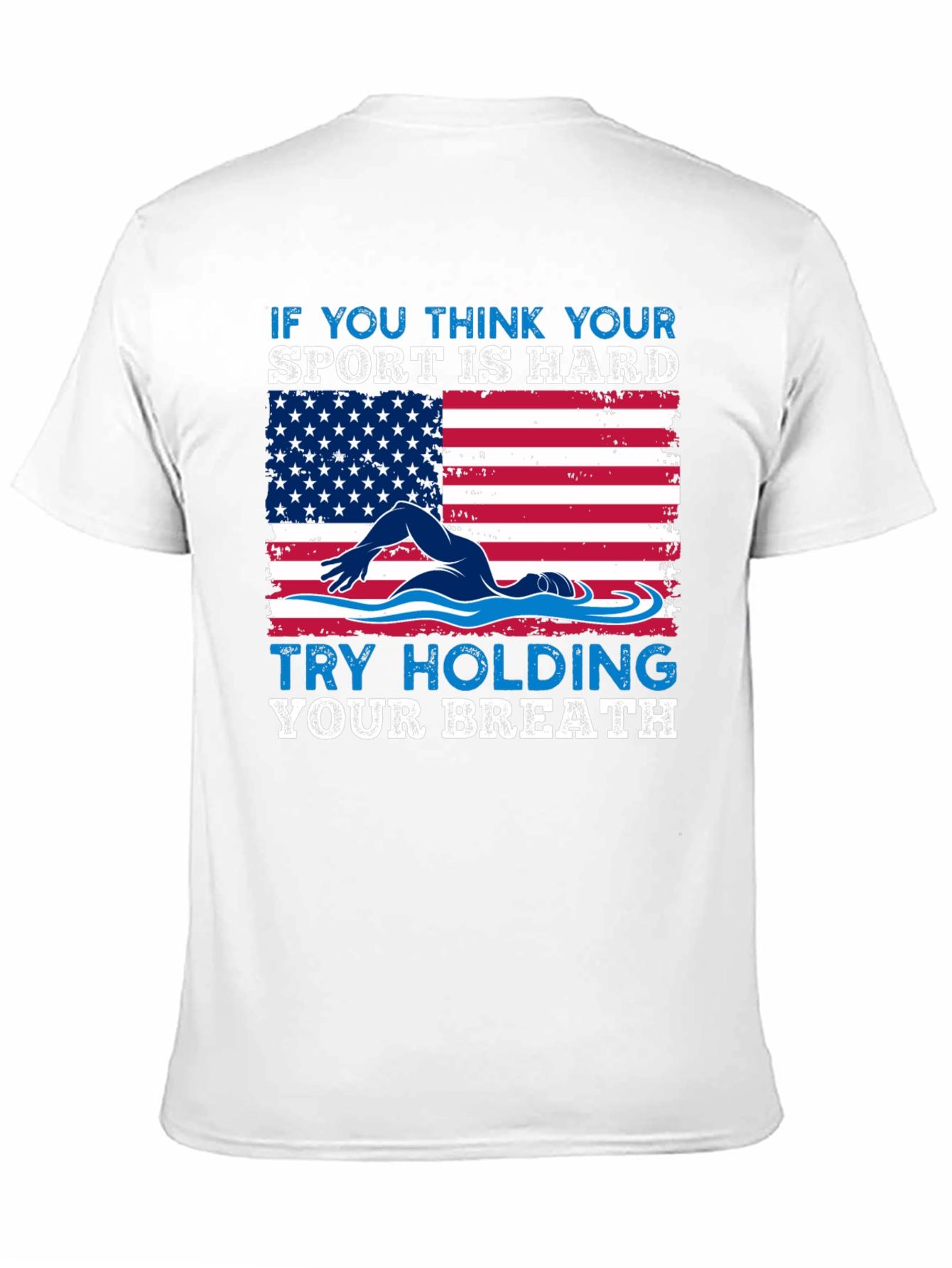 Black Swimming American Flag T-Shirt - Try Holding Your Breath view 11