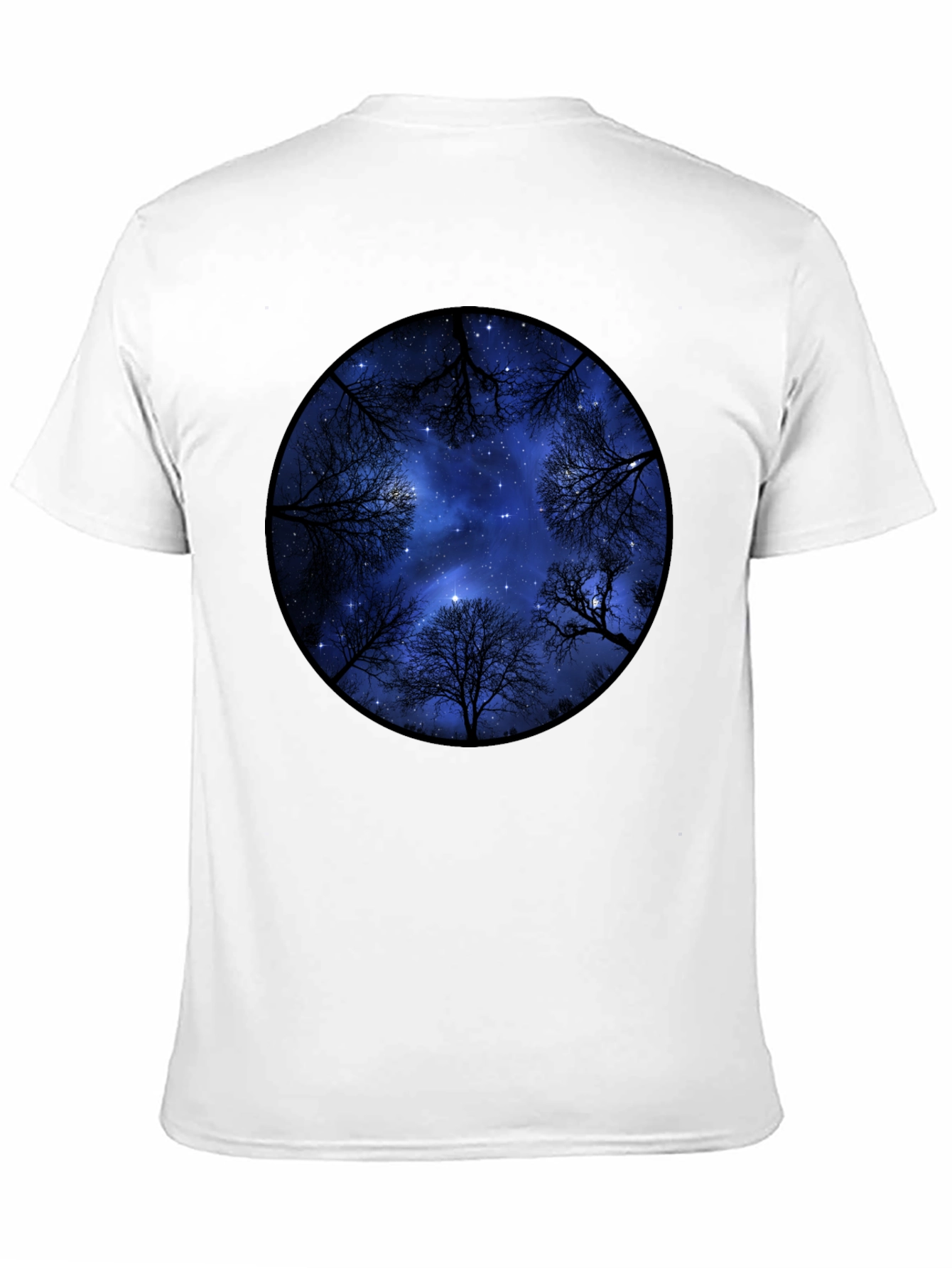 Black Starry Sky Trees Graphic Tee - Black Cotton Blend view 11