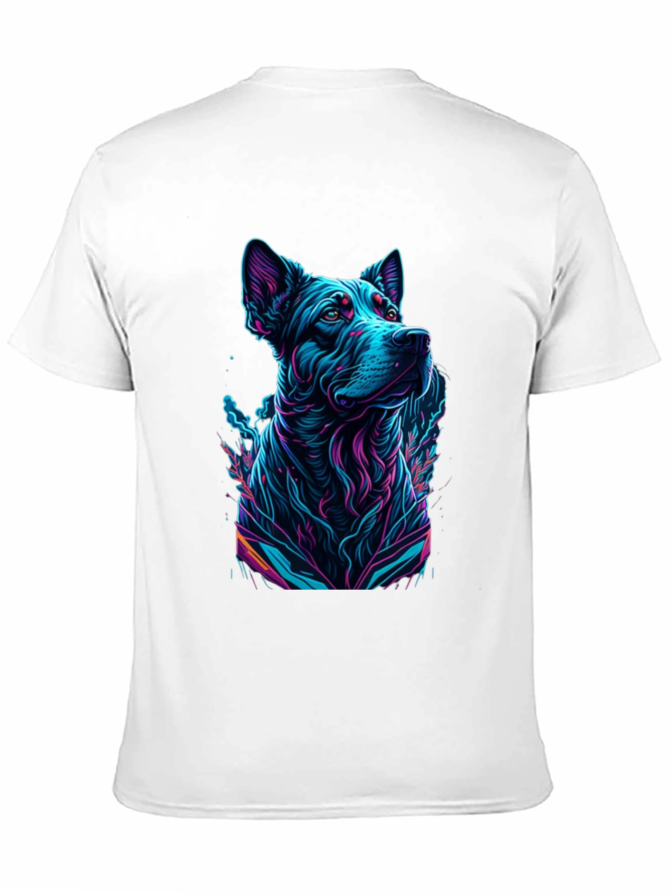 Black Neon Dog Graphic Black T-Shirt view 11