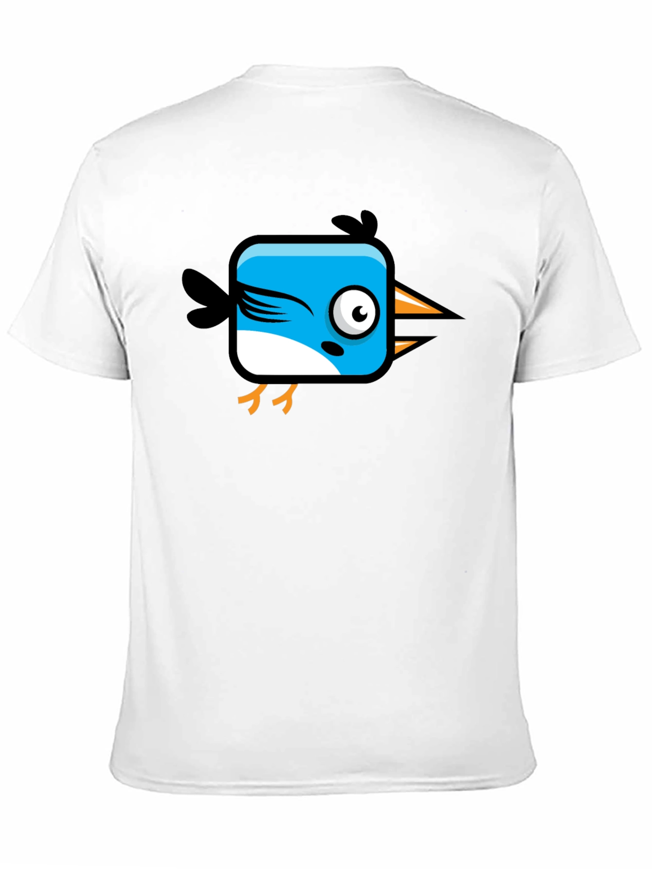 Black Funny Cartoon Bird Graphic Black T-Shirt view 11