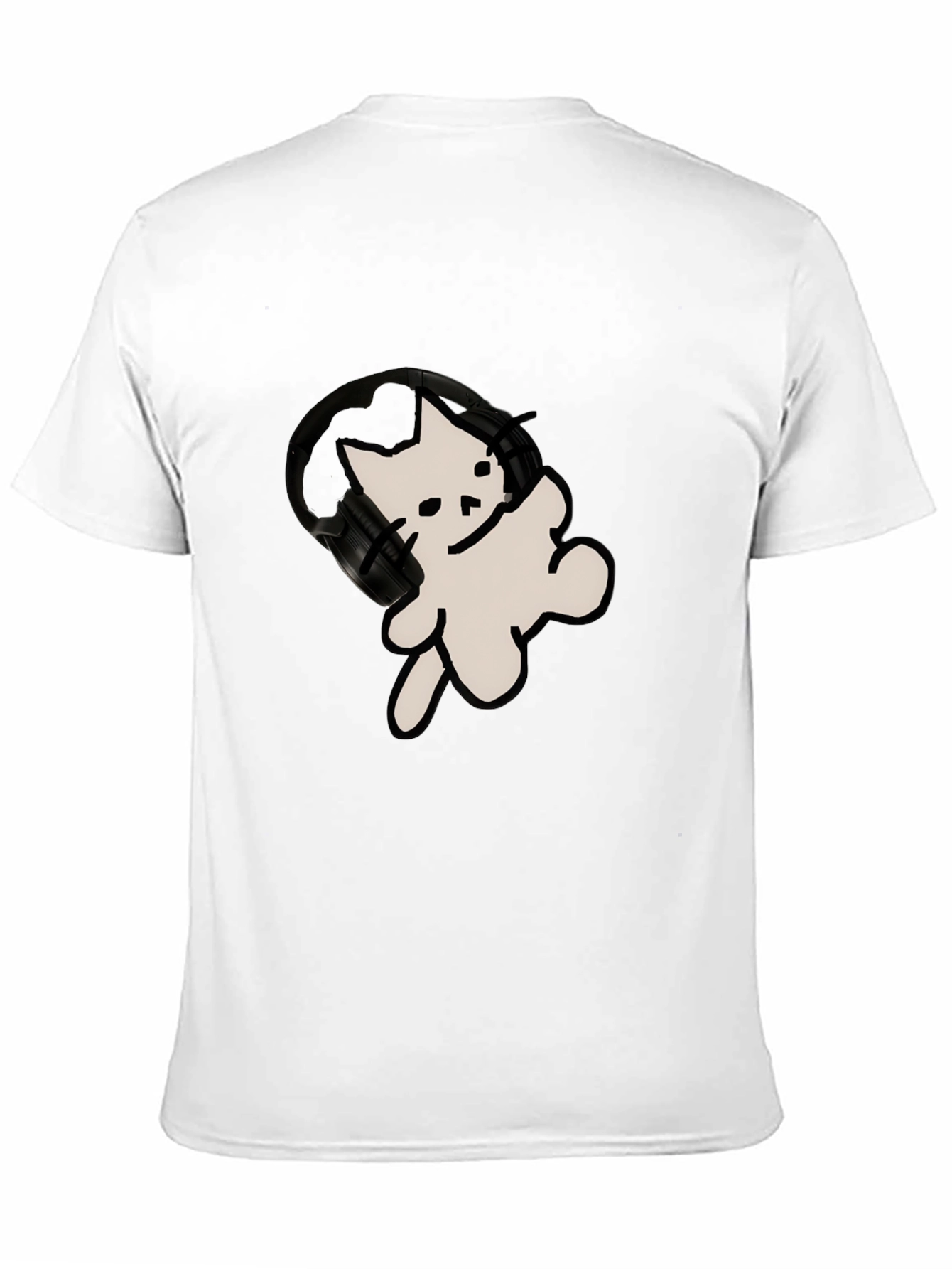 Black Cool Cat T-Shirt with Headphones view 11