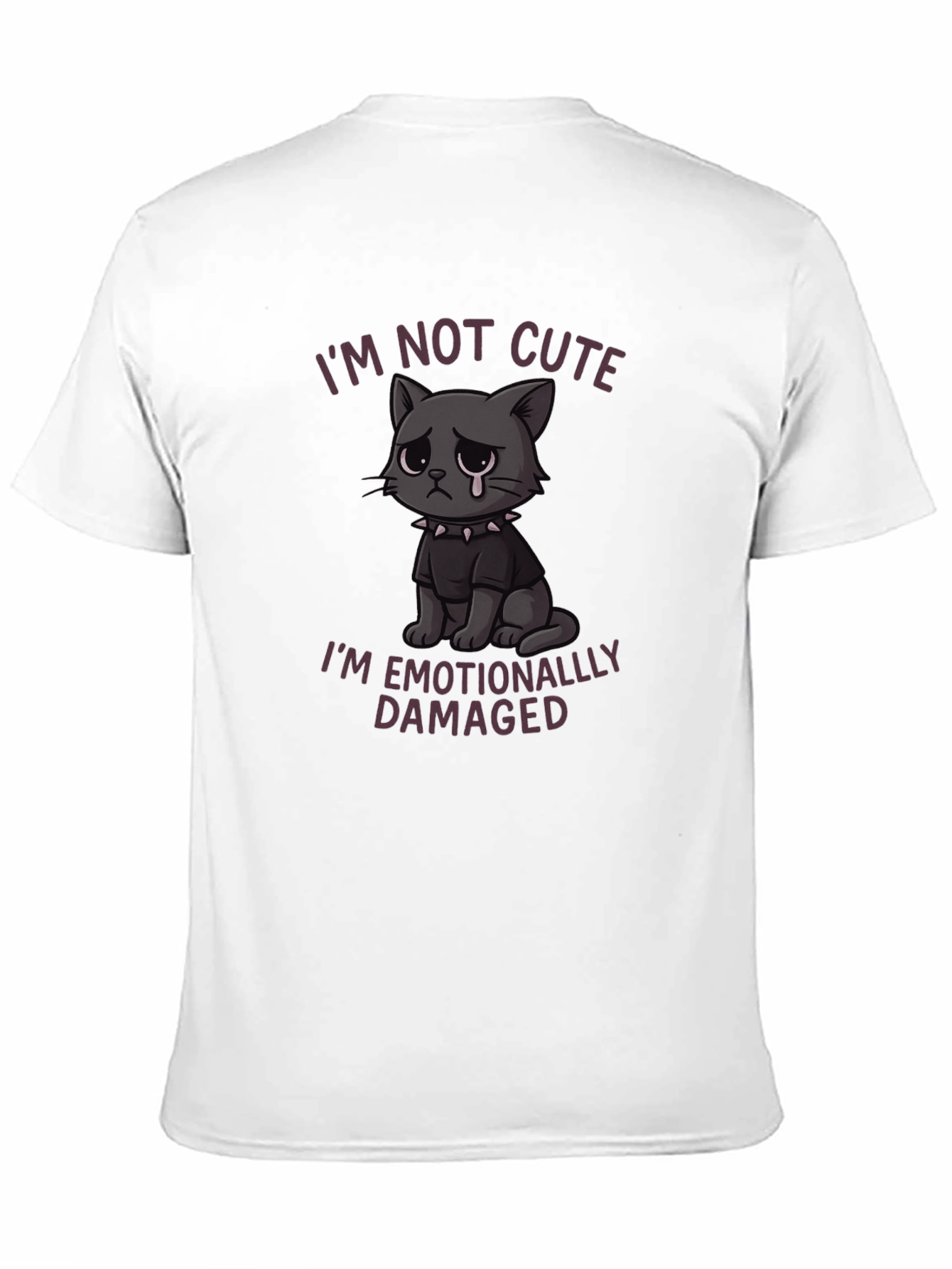 Black Emotionally Damaged Cat Graphic T-Shirt view 11
