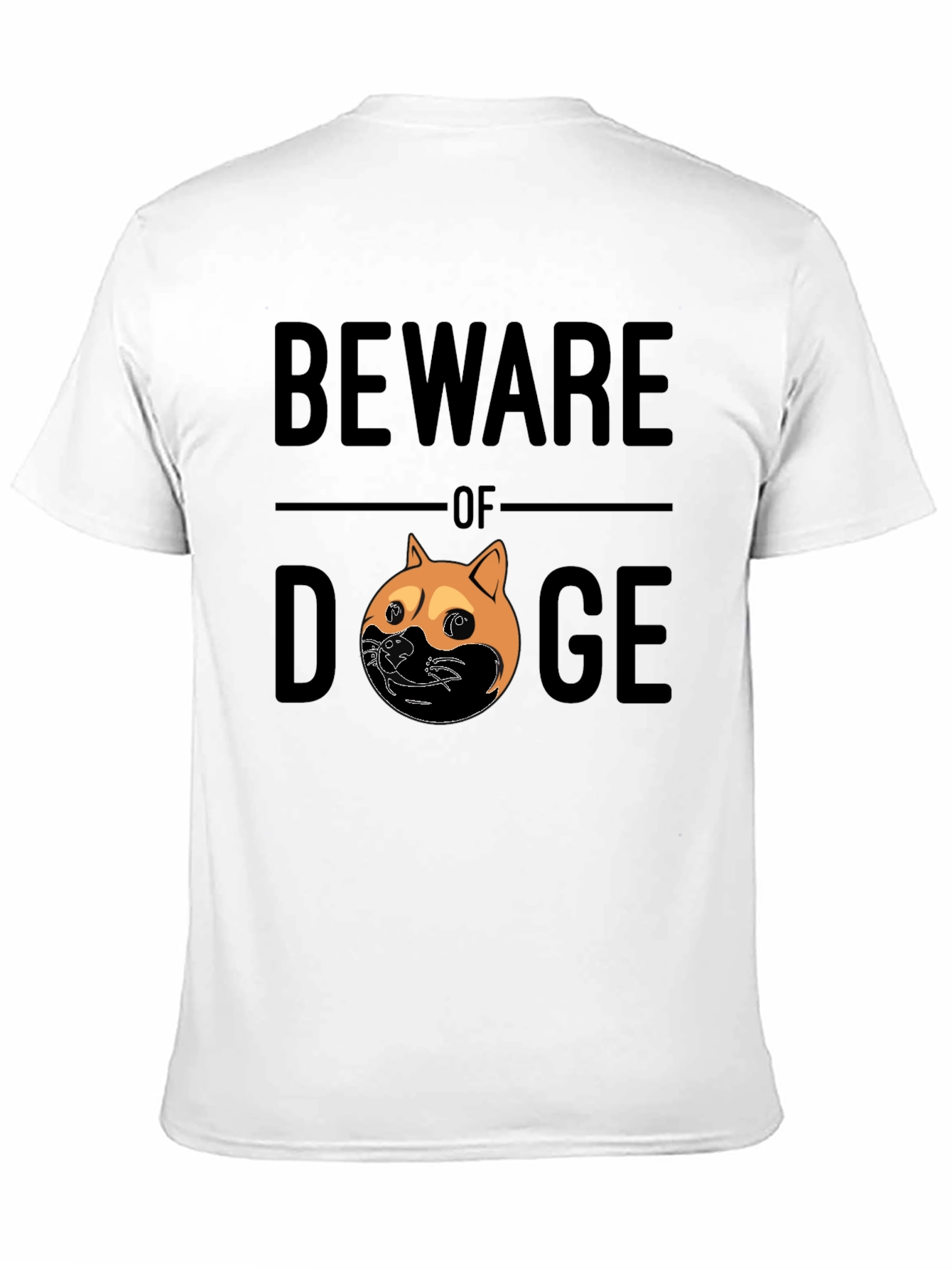 Black Beware of Doge Funny Graphic Tee - Black view 11