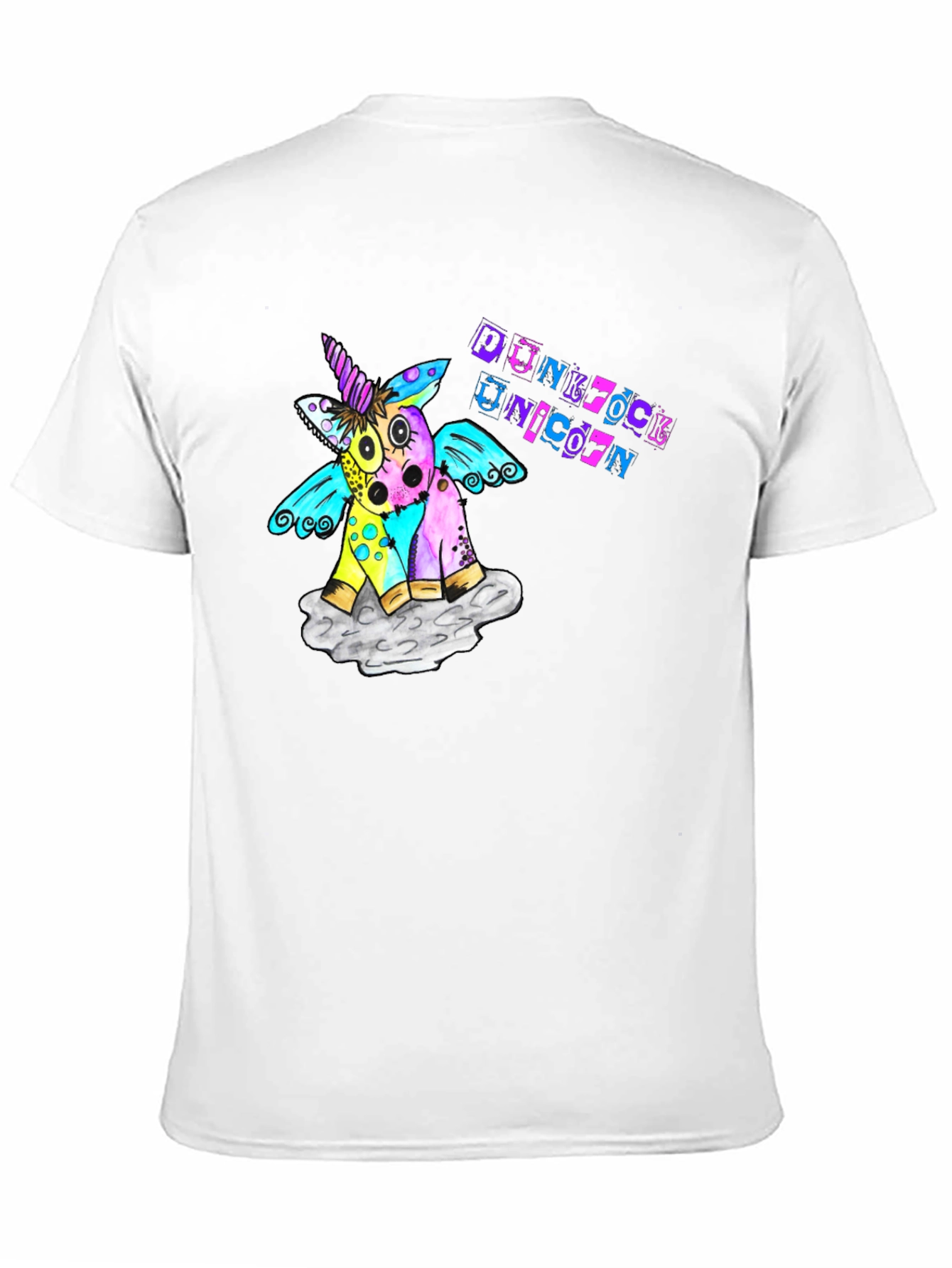 Black Punk Rock Unicorn Graphic T-Shirt view 11