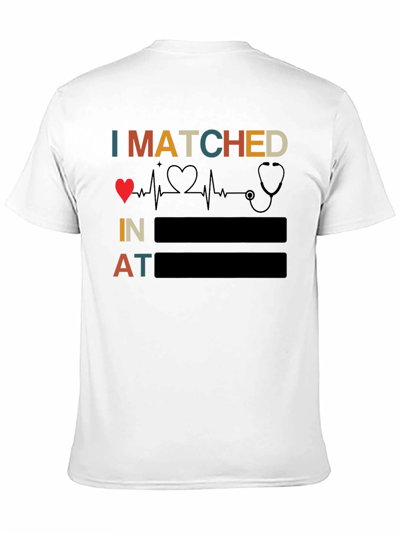 Black I Matched Heartbeat Stethoscope Doctor T-Shirt view 11