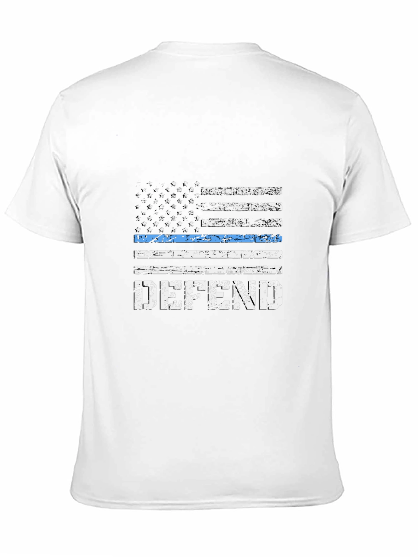 Black Defend Blue Line Flag T-Shirt - Black view 11