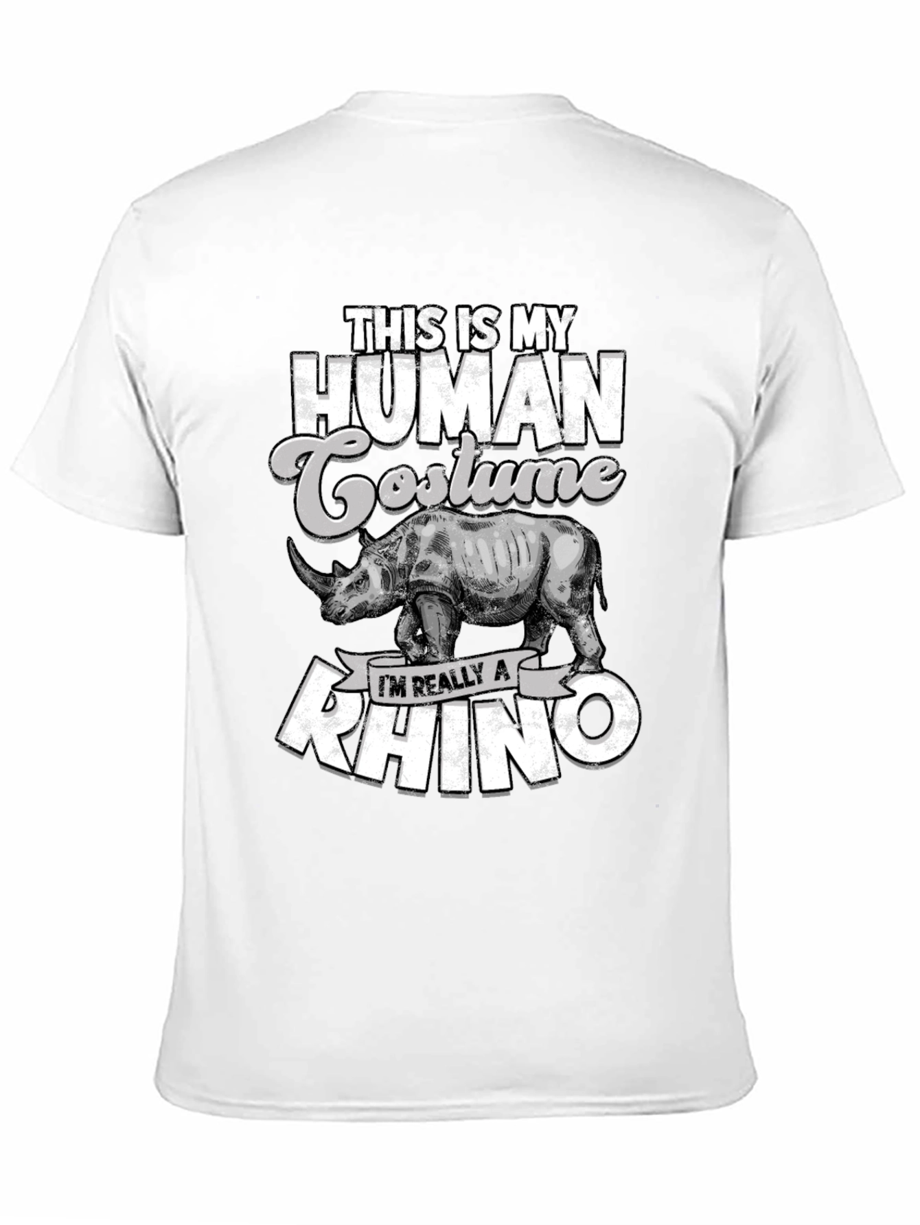 Black Funny Rhino Costume T-Shirt view 11