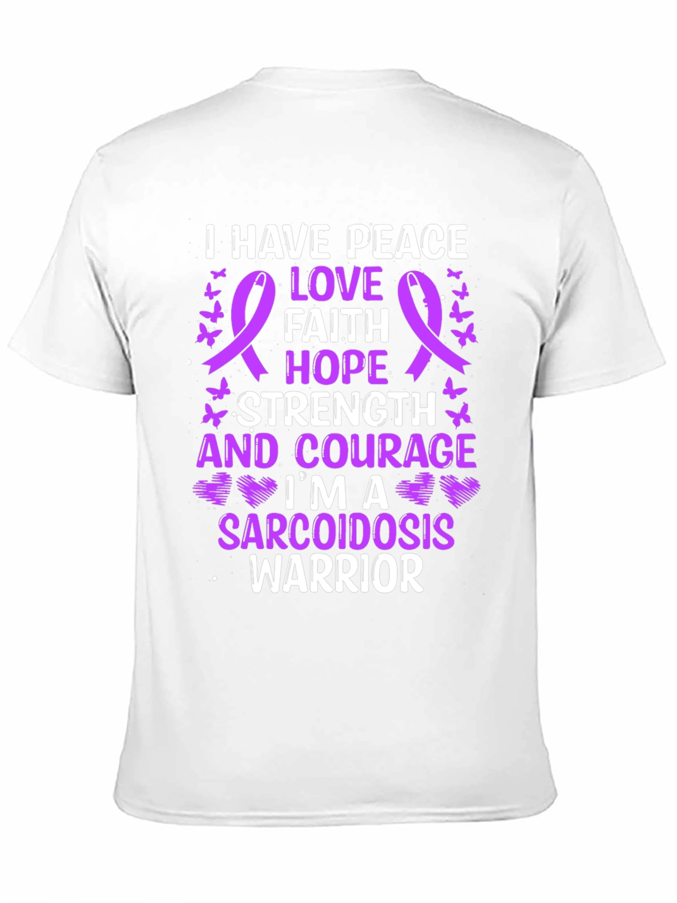 Black Sarcoidosis Warrior Awareness Ribbon Graphic T-Shirt view 11