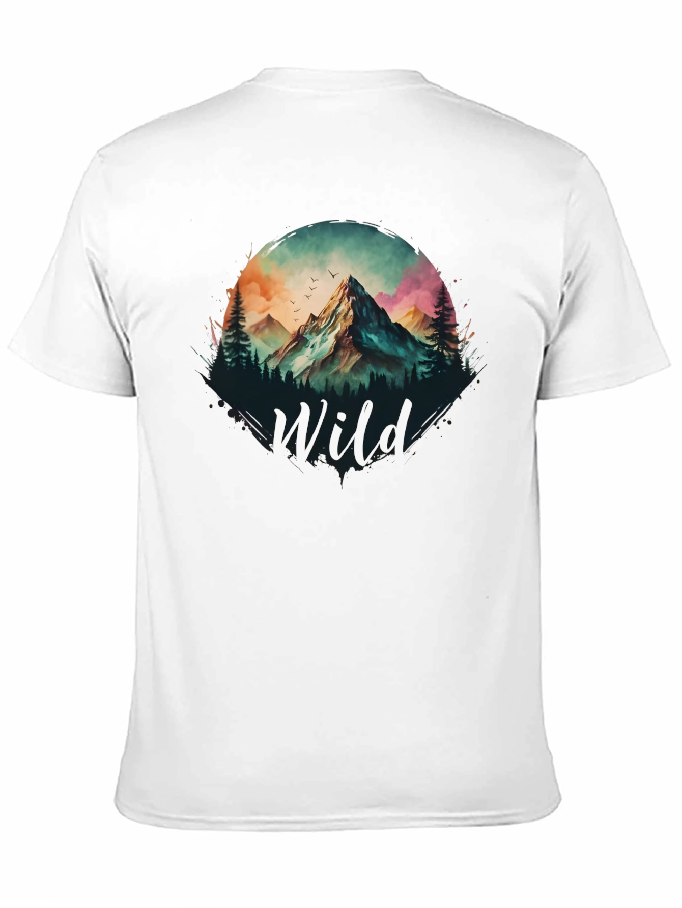 Black Wild Mountain Scene Graphic T-Shirt view 11