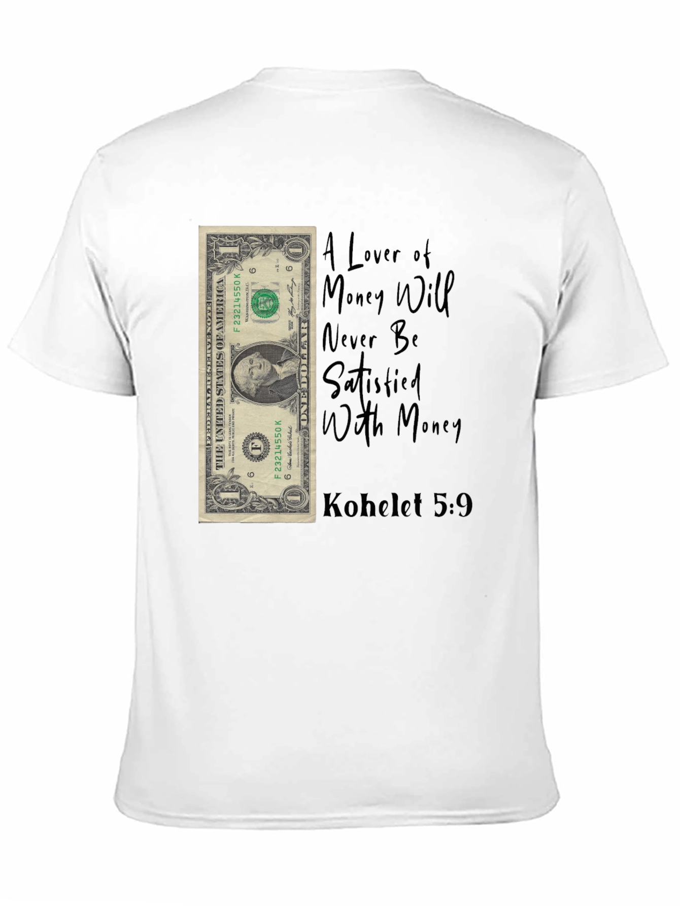 Black Money Lover T-Shirt - Kohelet 5:9 - Unisex view 11