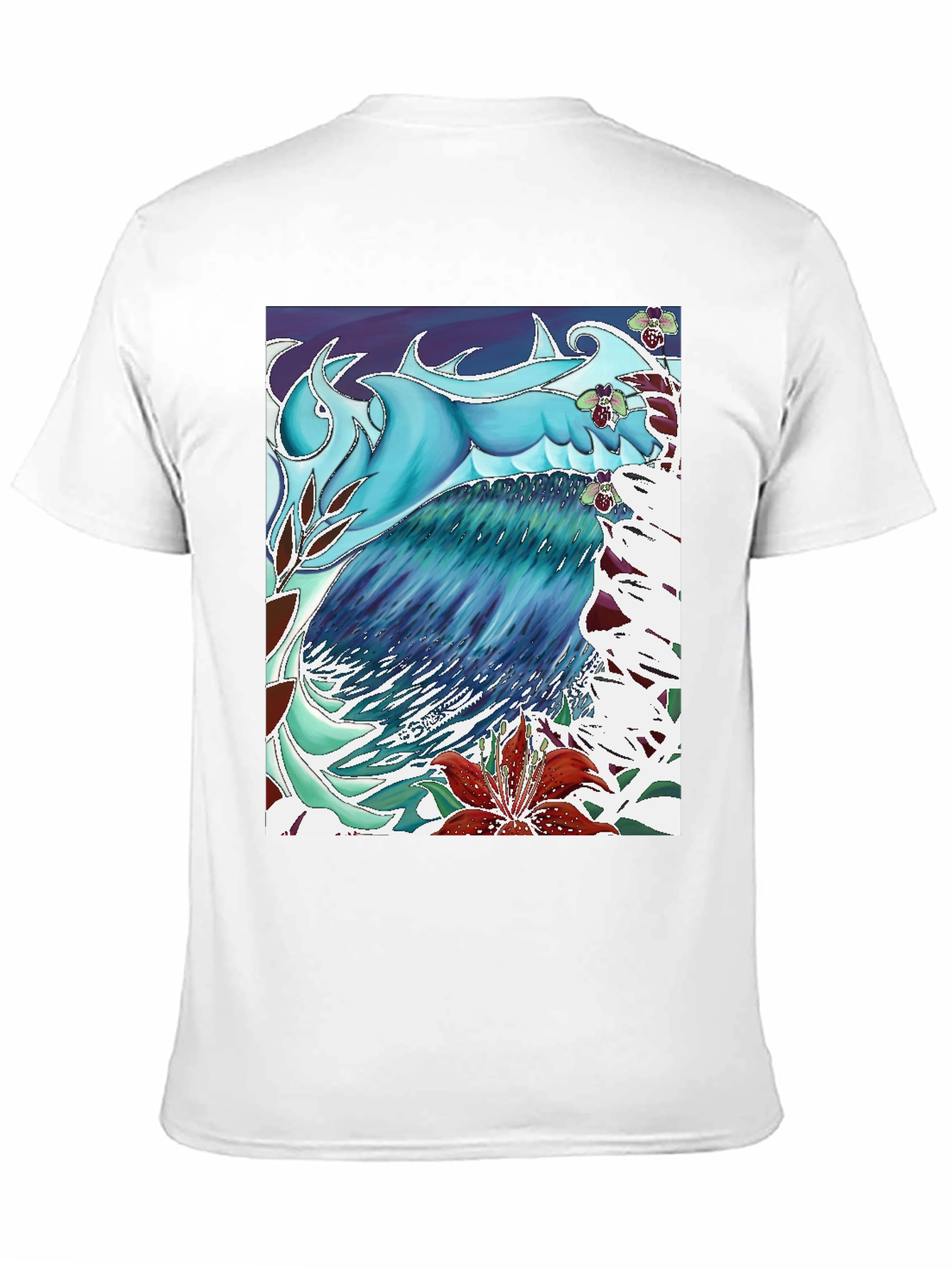 Black Ocean Wave Art T-Shirt - Cool Blue Design view 11
