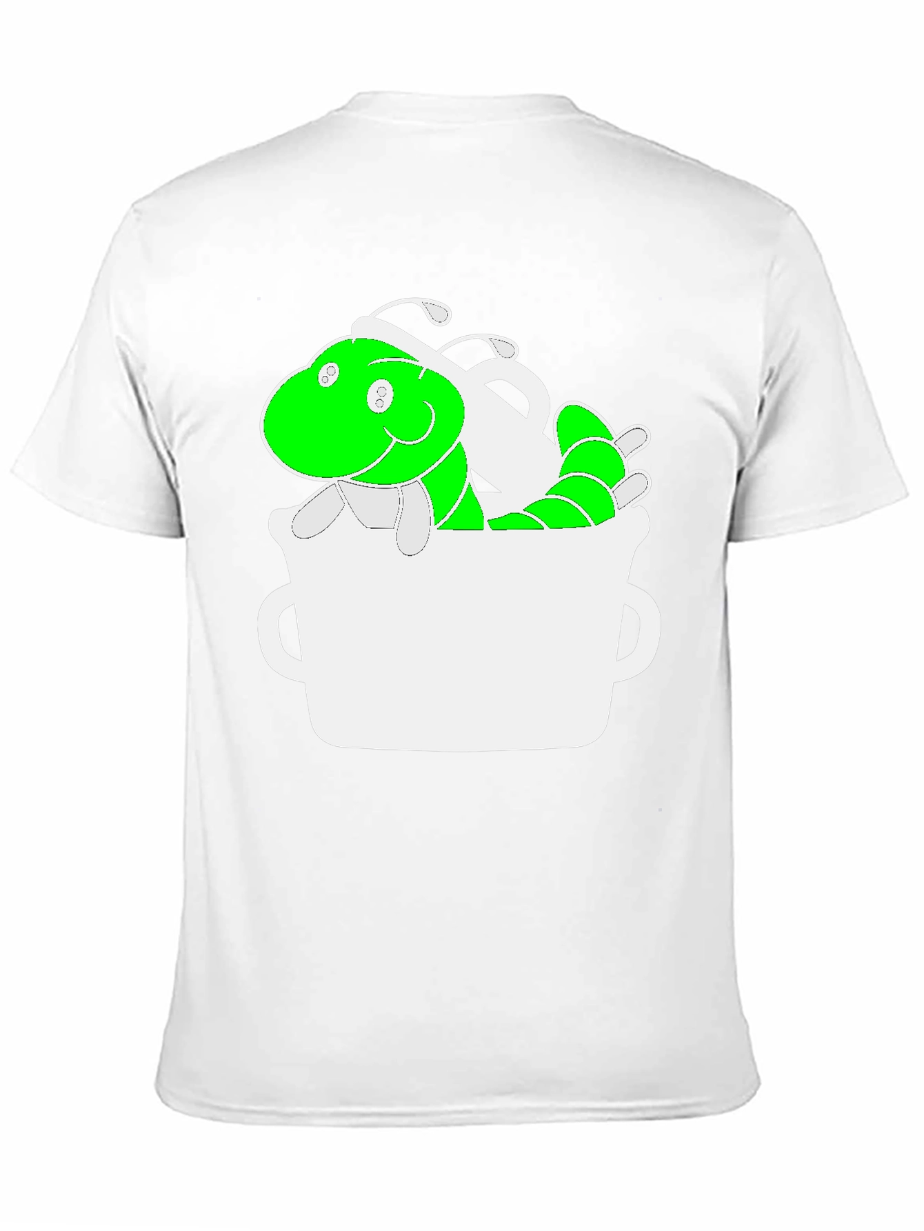 Black Funny Green Worm in Mug Graphic Tee view 11