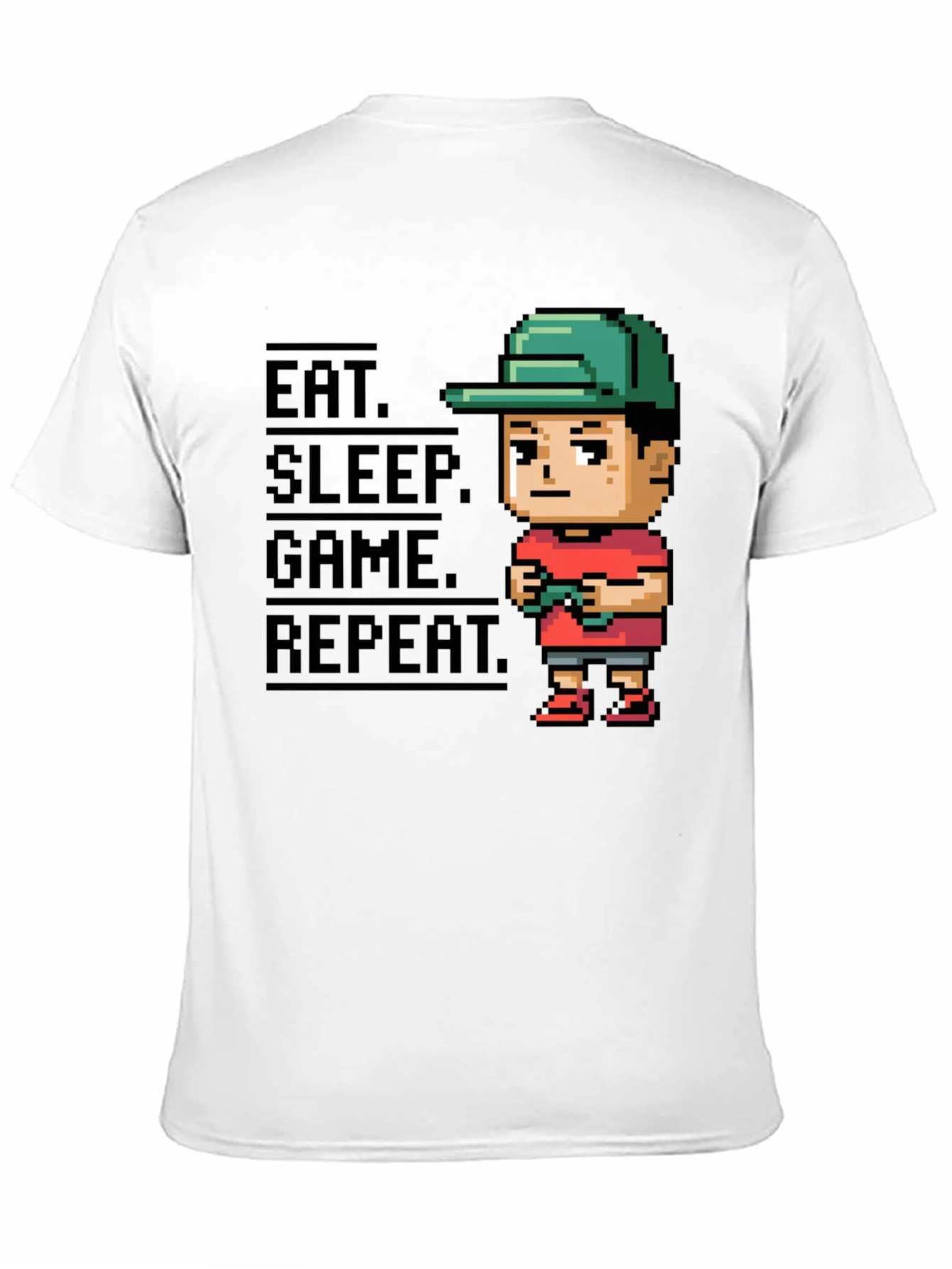 Black Eat Sleep Game Repeat Black Gamer T-Shirt view 11