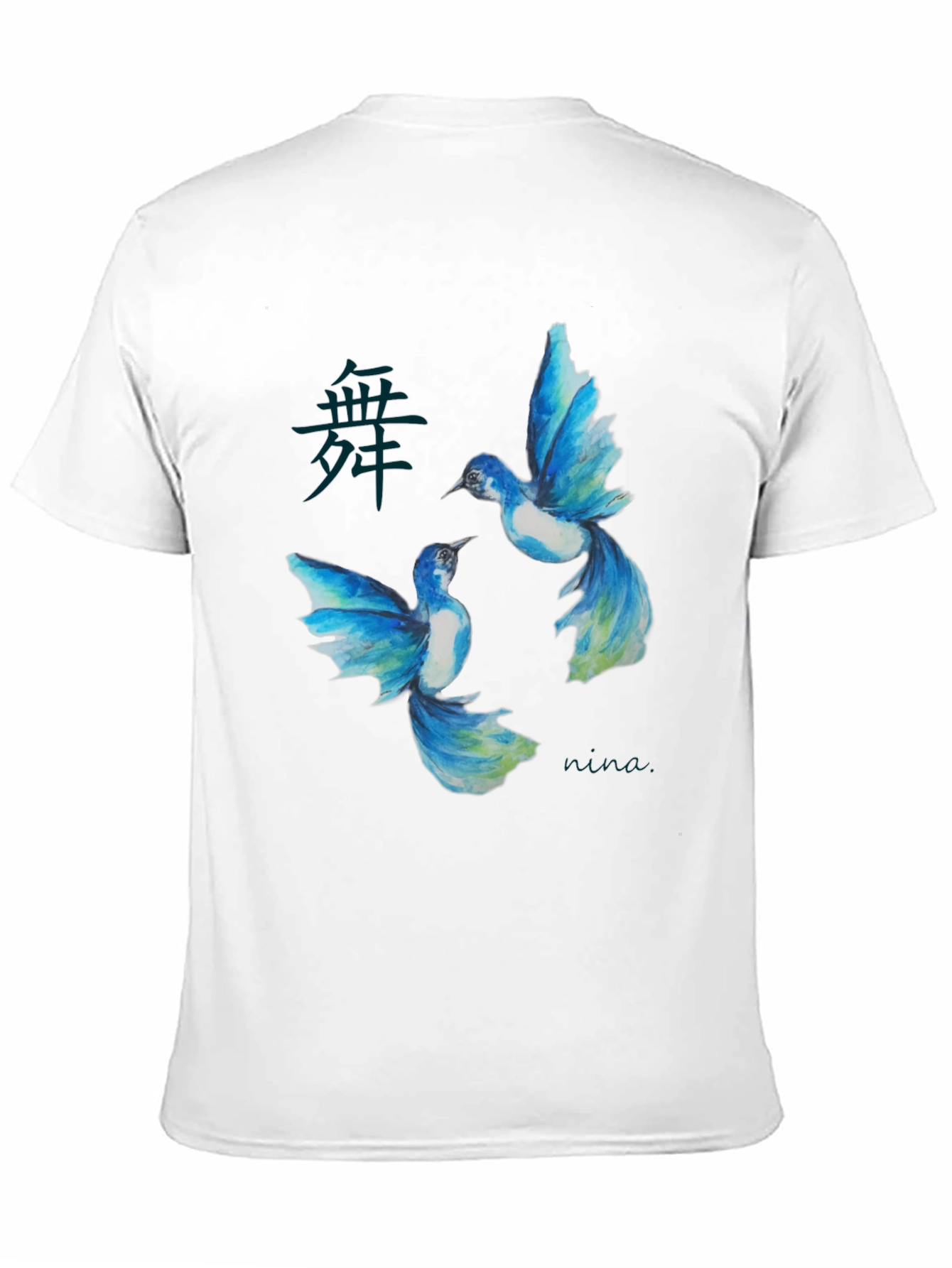 Black Watercolor Bird Graphic Black T-Shirt view 11