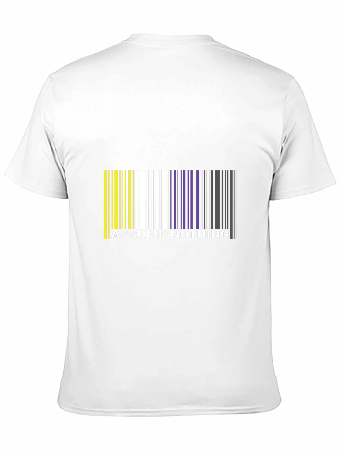 Black Assume Nothing Barcode T-Shirt - Unique Graphic Tee view 11