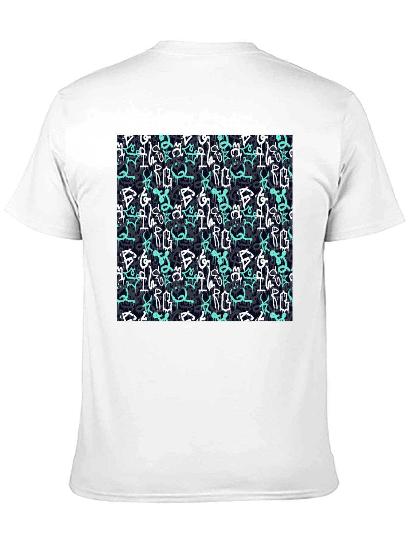 Black Graffiti Pattern Black T-Shirt view 11