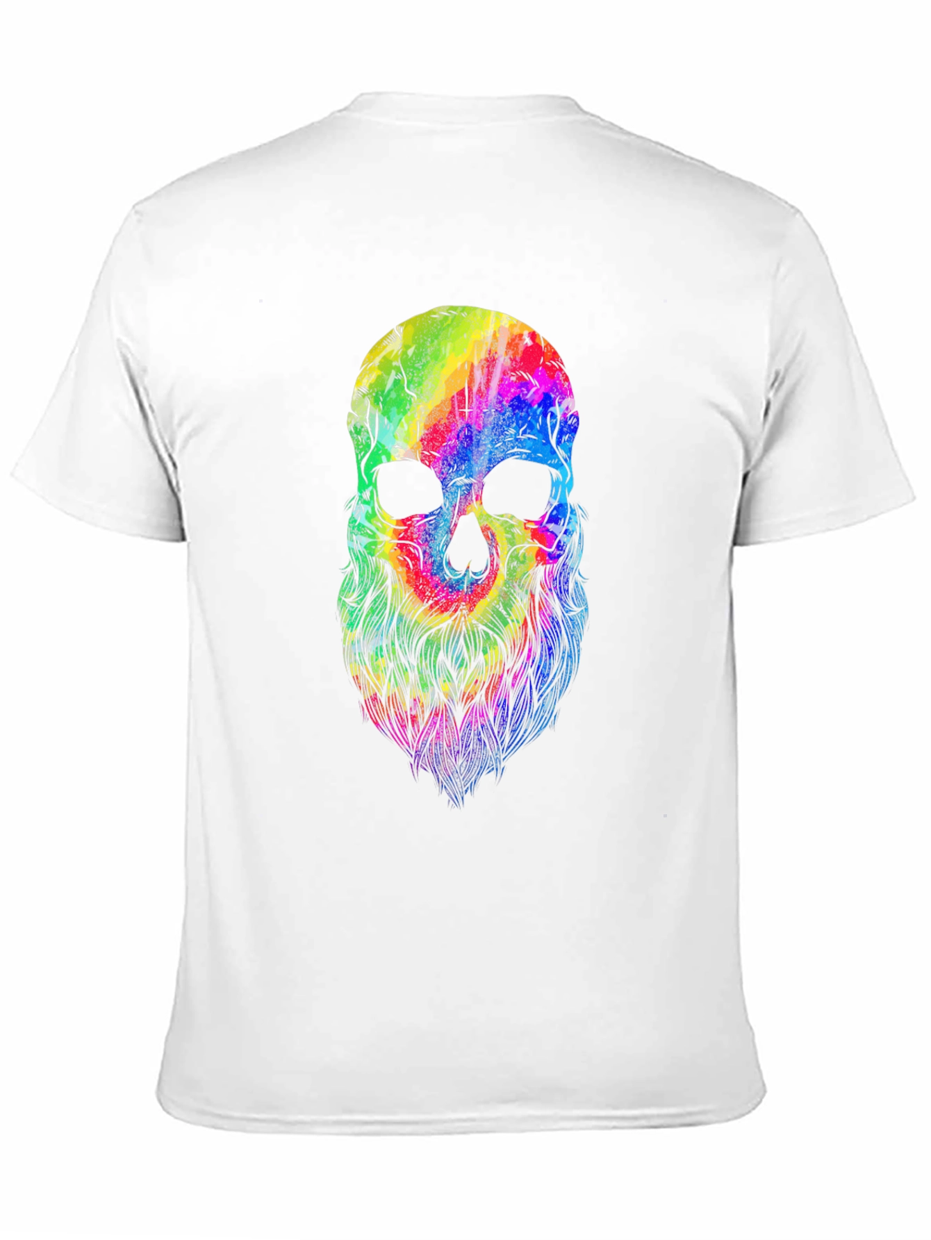 Black Colorful Skull Beard Graphic T-Shirt view 11