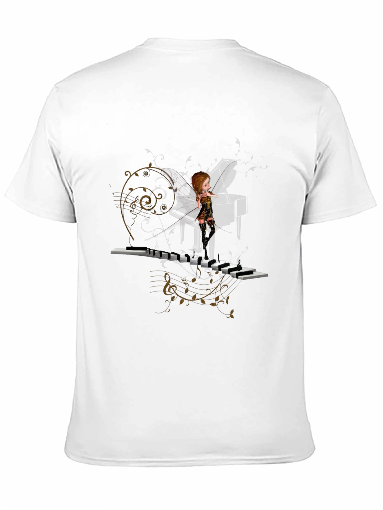 Black Piano Fairy Black T-Shirt view 11