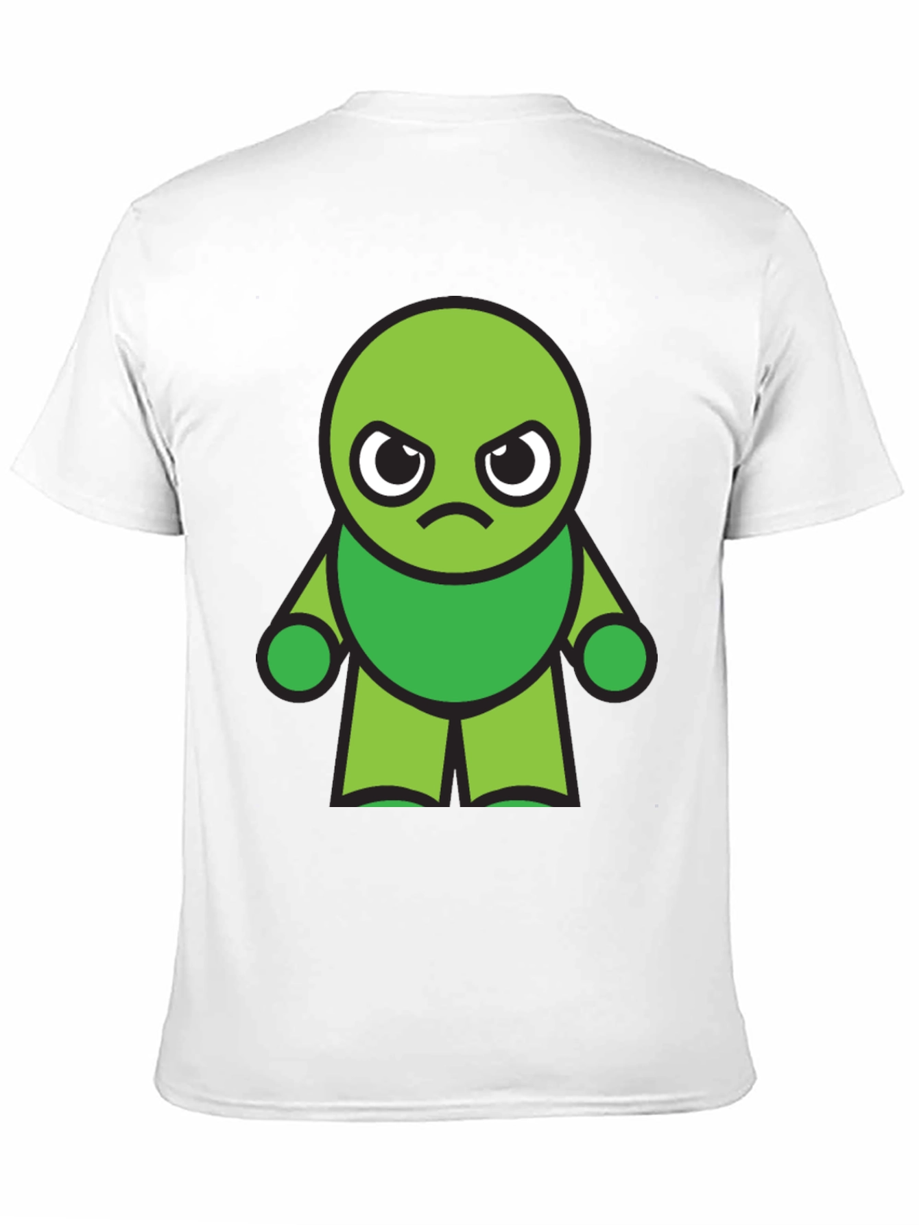 Black Grumpy Green Cartoon Character Black T-Shirt view 11