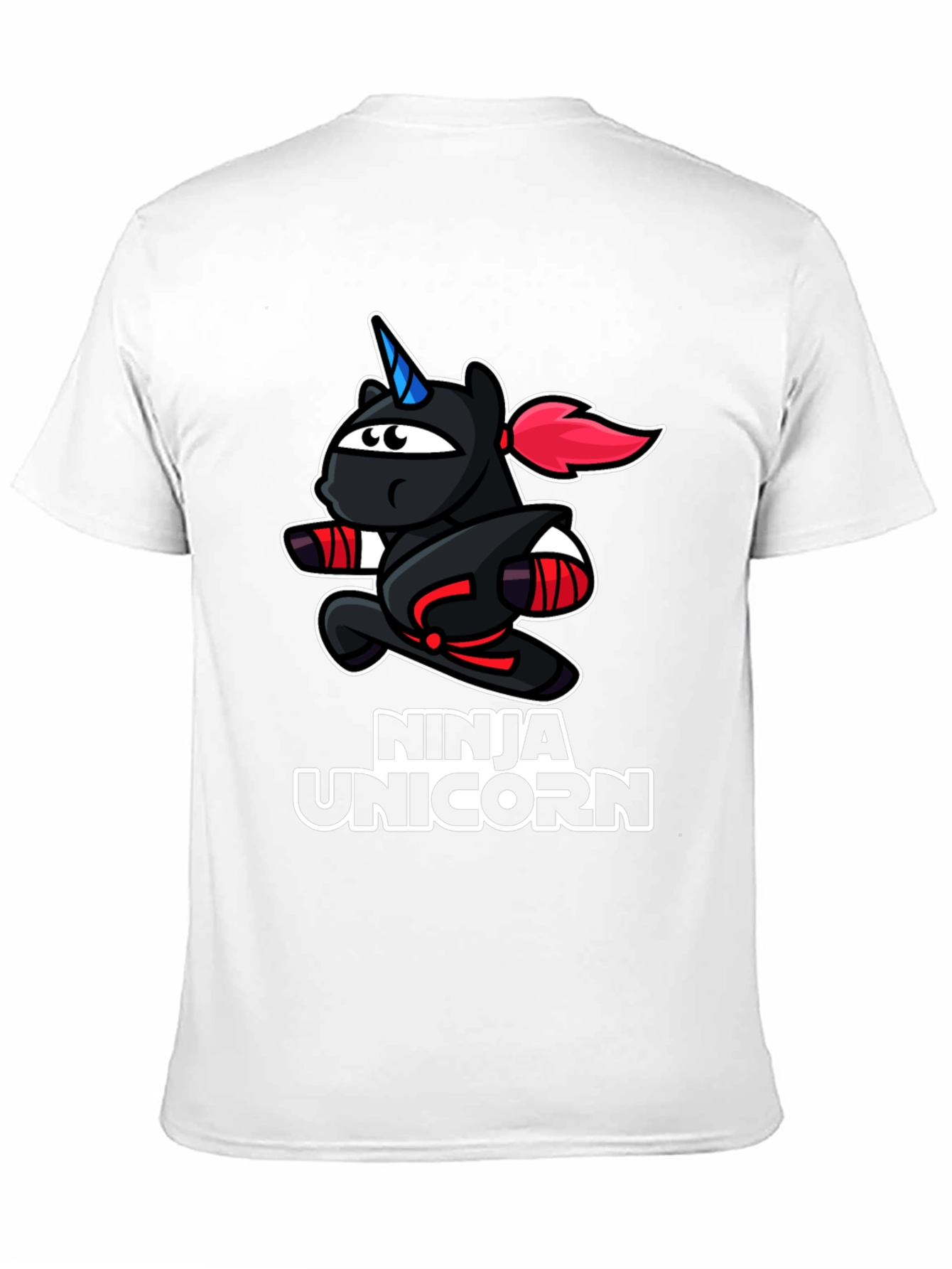 Black Ninja Unicorn Black T-Shirt - Cartoon Graphic Tee view 11