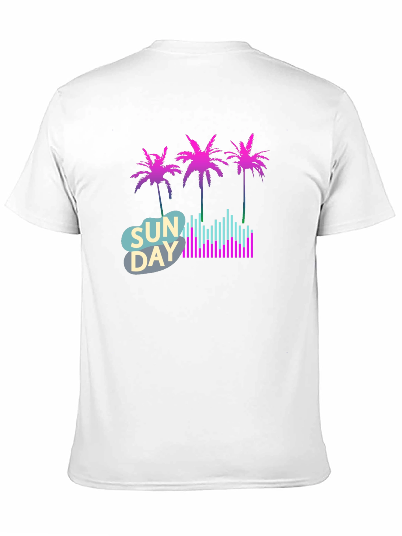 Black Retro Sunday Vibes T-Shirt - Palm Trees & Soundwaves view 11