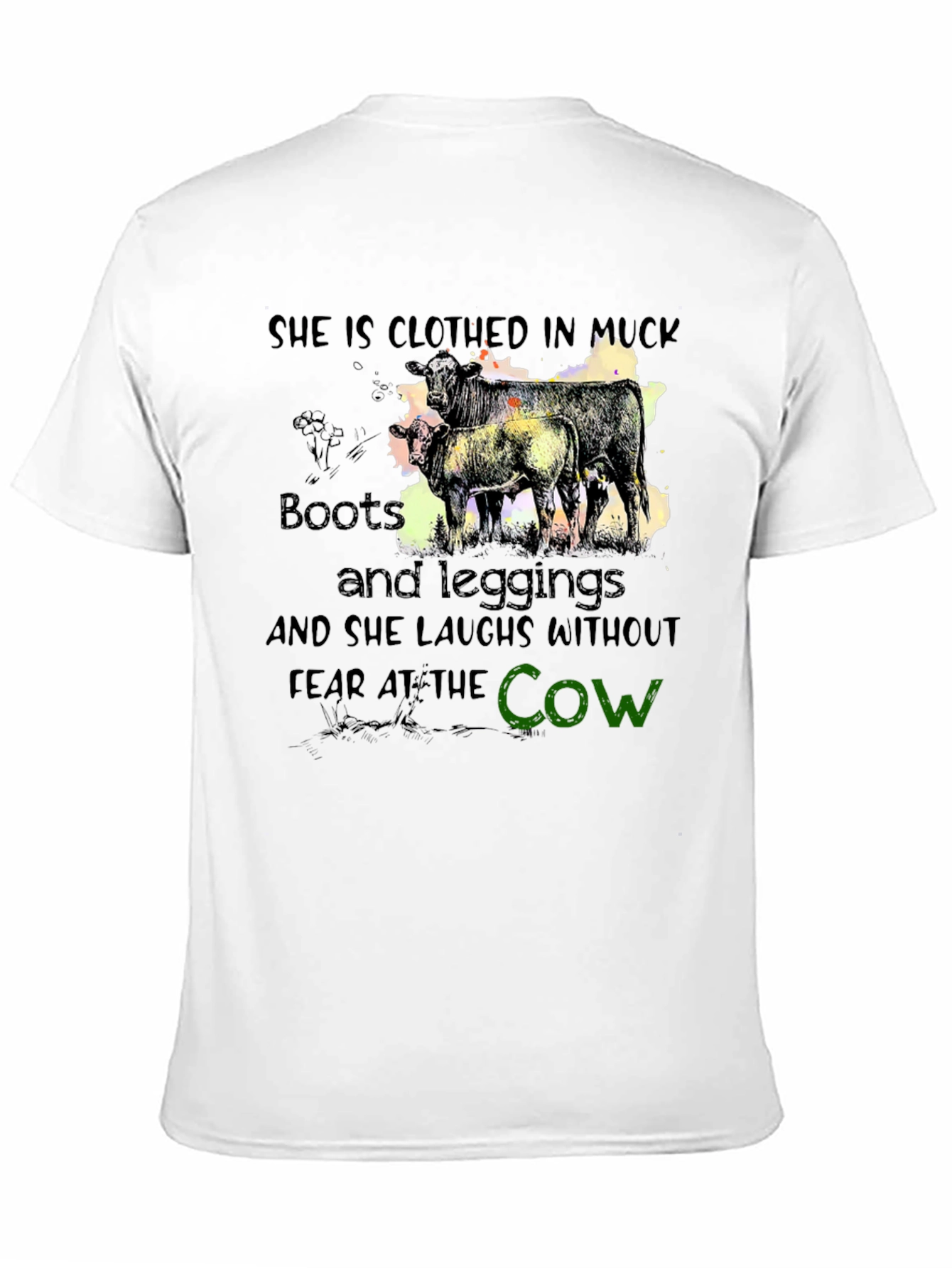 Black Muck Boots and Leggings Cow Graphic T-Shirt view 11