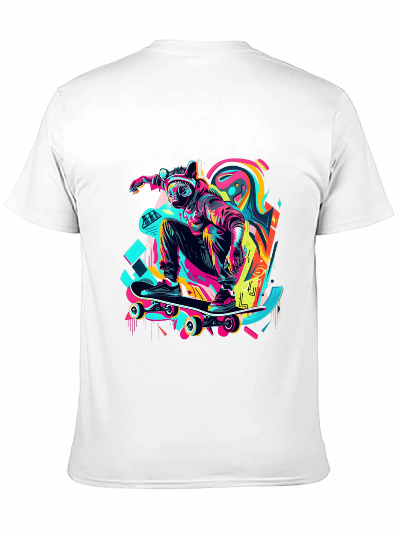 Black Skater Raccoon Graphic T-Shirt view 11