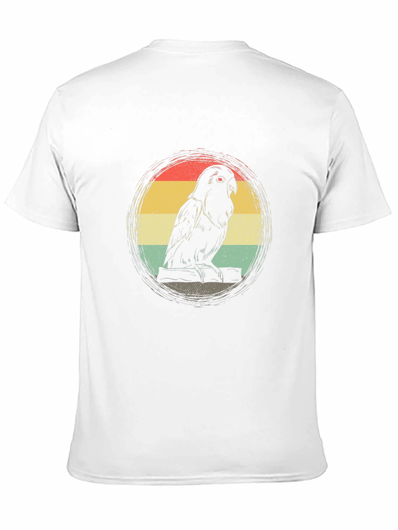 Black Retro Parrot Graphic T-Shirt - Unisex Black Tee view 11